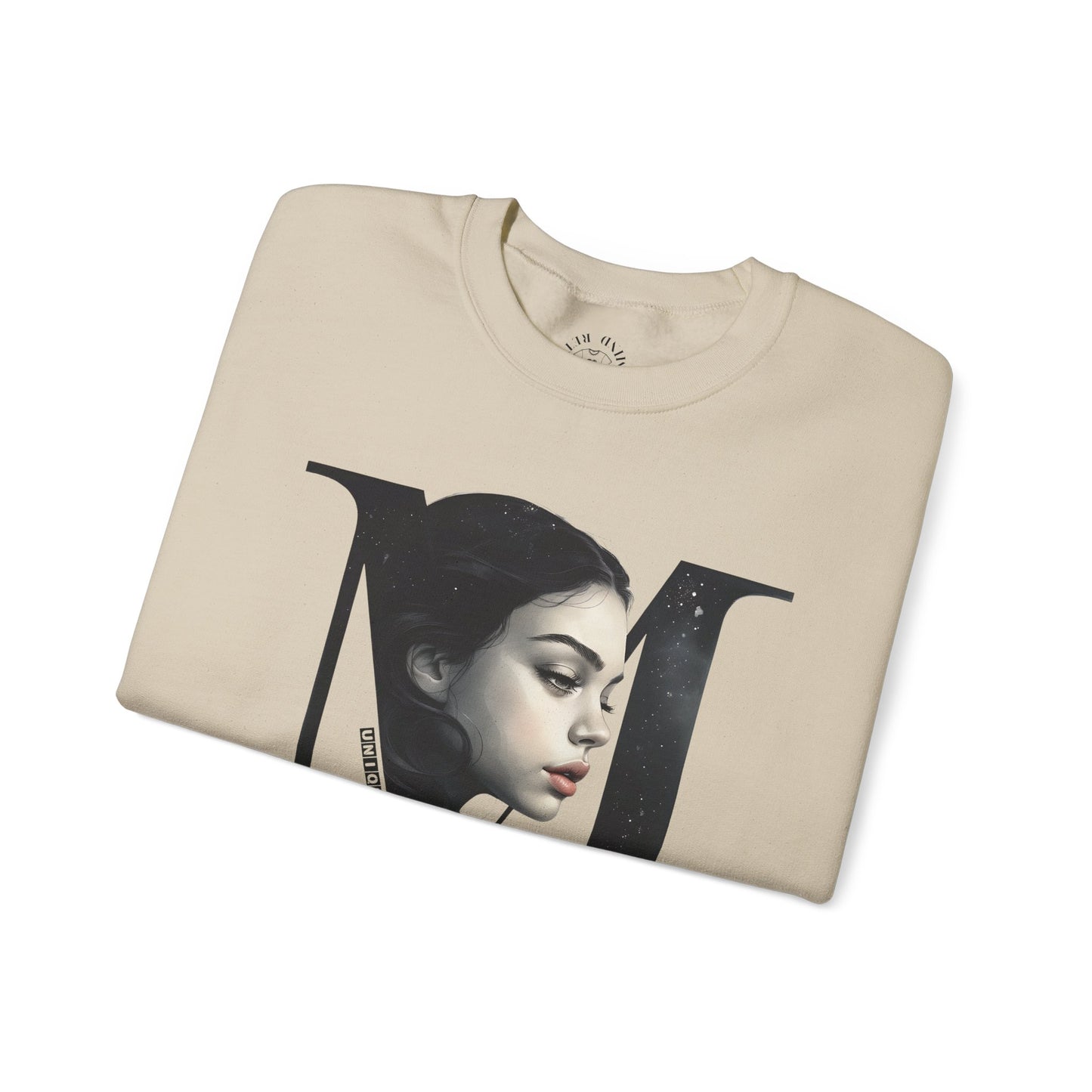 Letter M, Stylish Artistic Sweatshirt, Trendy Crewneck, Graphic Sweater, Cozy Unisex Top, Unique Gift for Art Lovers, Everyday Comfort