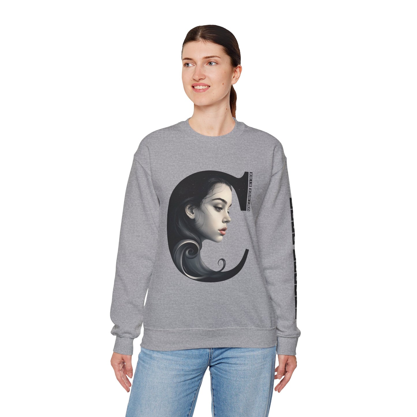 Letter C,Stylish Artistic Sweatshirt, Trendy Crewneck, Graphic Sweater, Cozy Unisex Top, Unique Gift for Art Lovers, Everyday Comfort