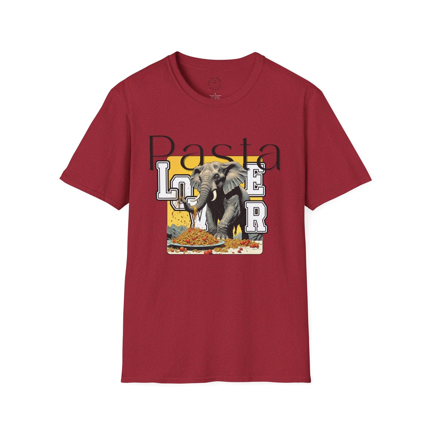 Pasta Lover Unisex Softstyle T-Shirt - Playful Elephant Graphic Tee,elephant,twisted