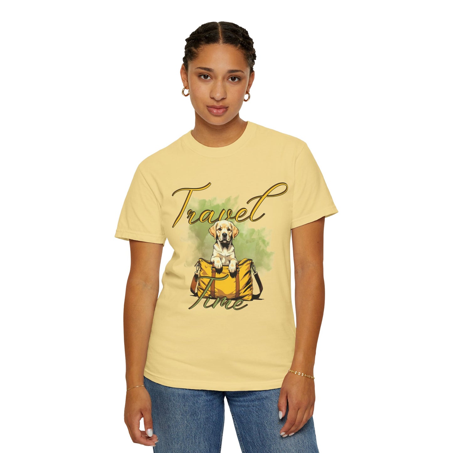 Travel Time Dog T-Shirt - Unisex Garment-Dyed Tee for Pet Lovers
