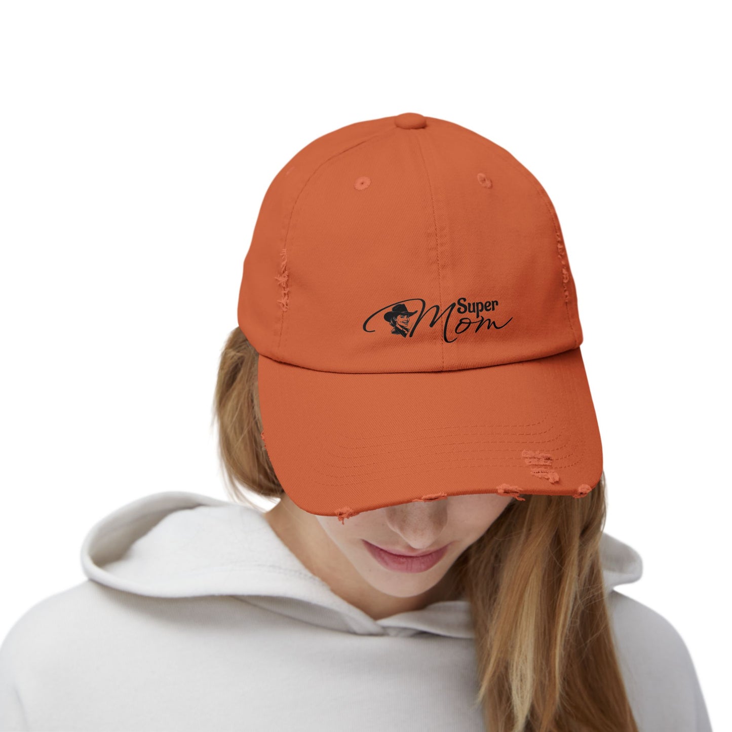 Super Mom Unisex Distressed Cap, Casual Hat for Moms, Gift for Mother's Day, Everyday Wear, Relaxed Style