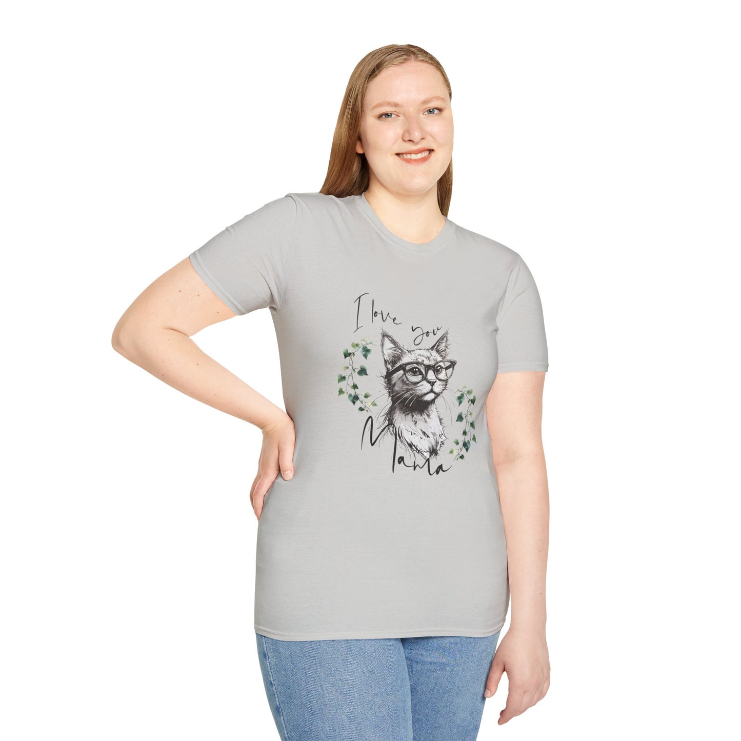 I Love You Mama Cat T-Shirt - Unisex Softstyle Tee for Cat Lovers,cat