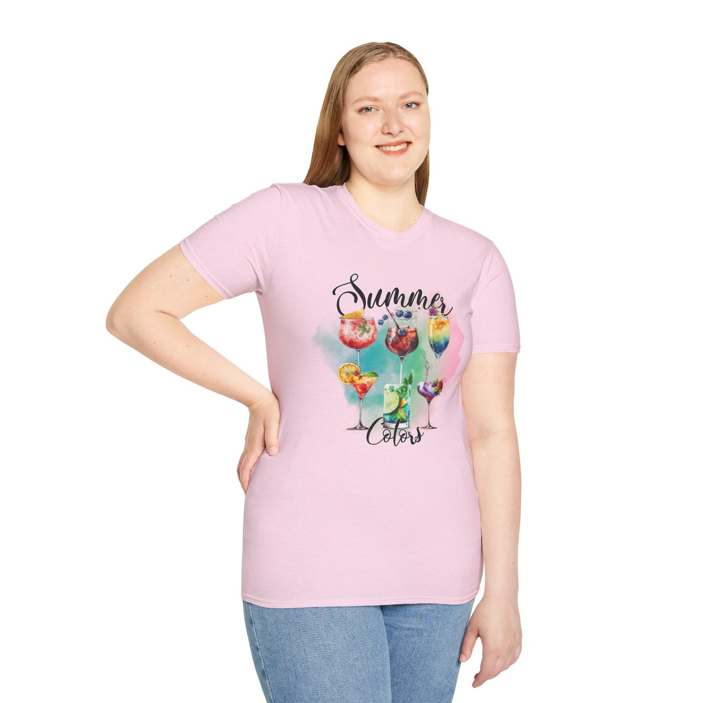 Summer Colors Cocktail T-Shirt, Unisex Tee, Fun Summer Wear, Gift for Cocktails Lovers, Beach Party Shirt, Vacation Top