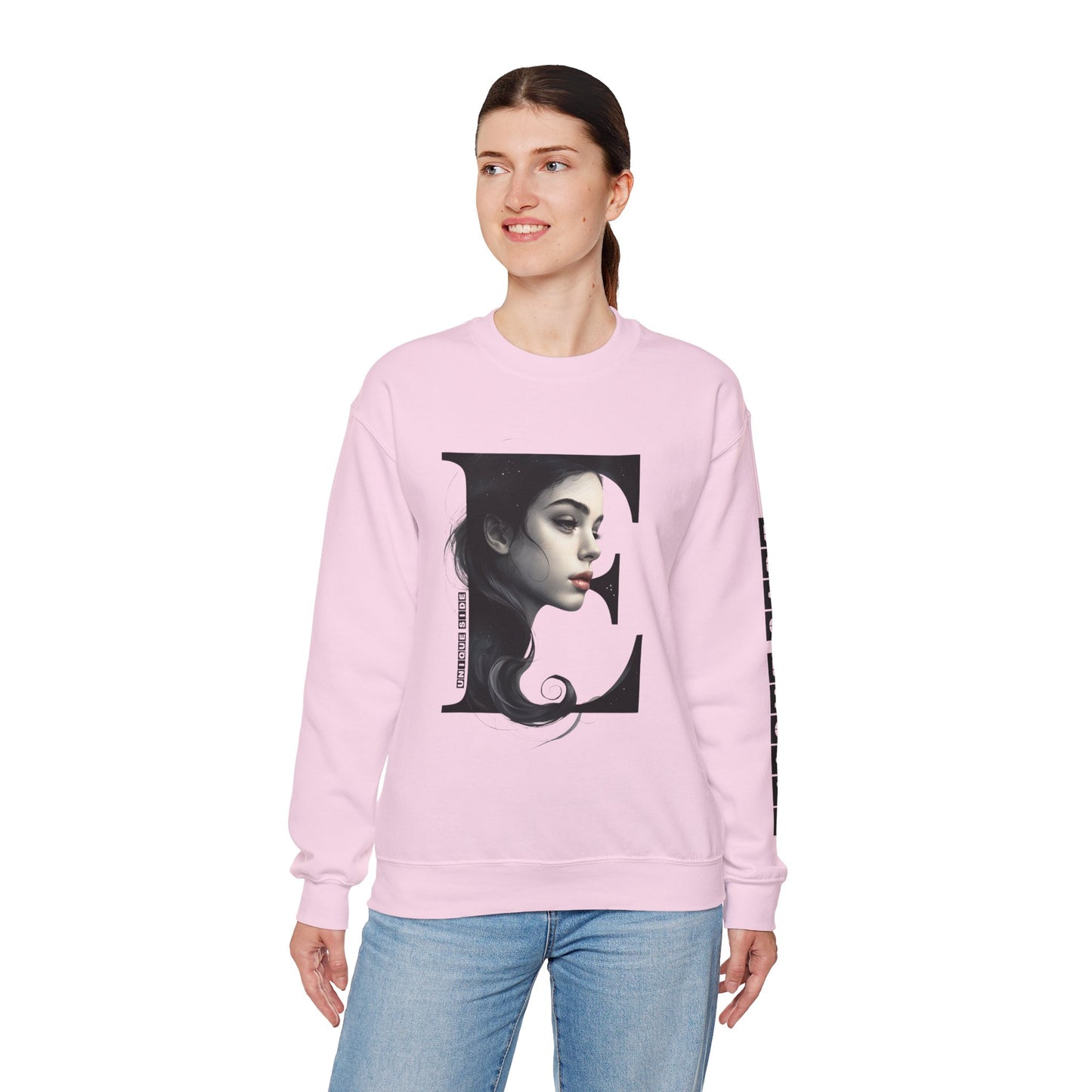 Letter E, Stylish Artistic Sweatshirt, Trendy Crewneck, Graphic Sweater, Cozy Unisex Top, Unique Gift for Art Lovers, Everyday Comfort