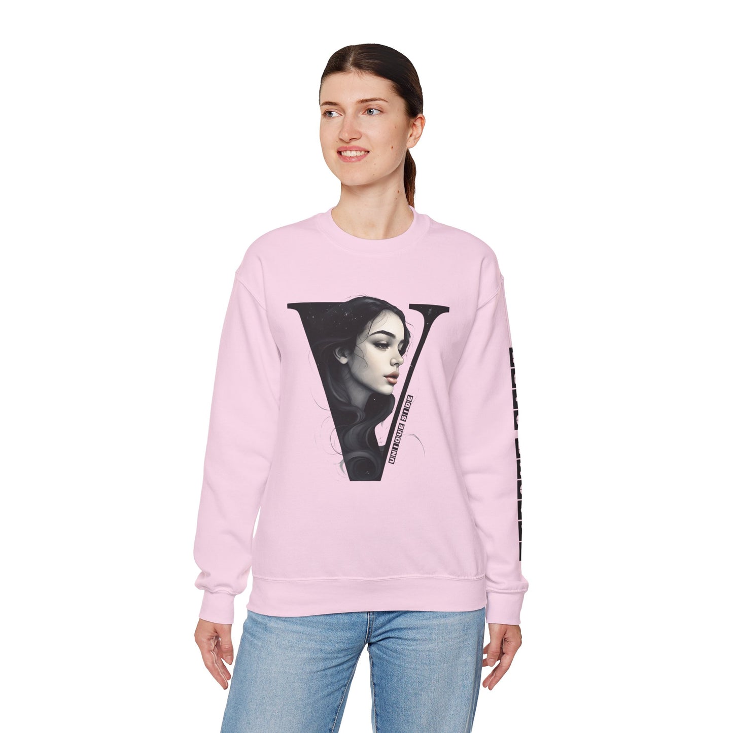 Letter V, Stylish Artistic Sweatshirt, Trendy Crewneck, Graphic Sweater, Cozy Unisex Top, Unique Gift for Art Lovers, Everyday Comfort