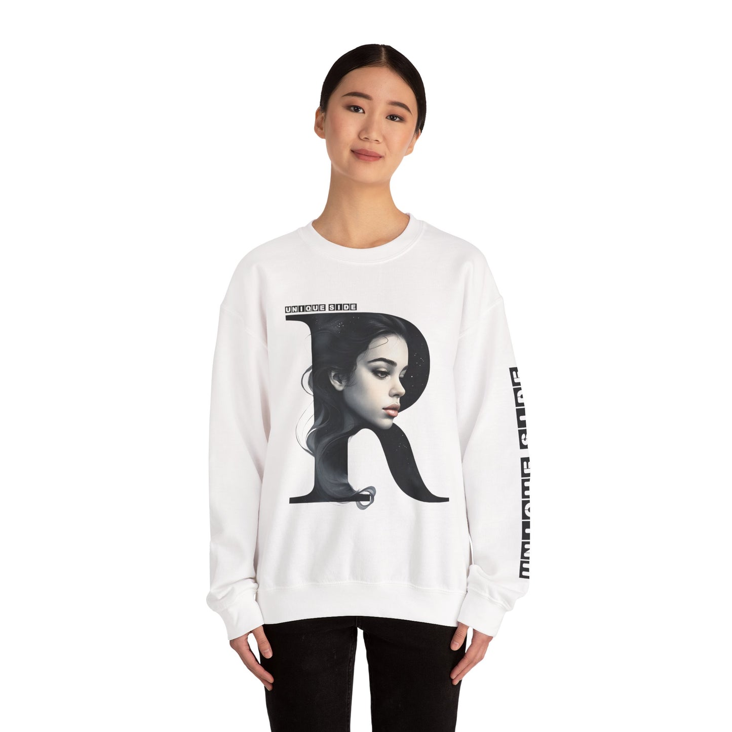 Letter R, Stylish Artistic Sweatshirt, Trendy Crewneck, Graphic Sweater, Cozy Unisex Top, Unique Gift for Art Lovers, Everyday Comfort