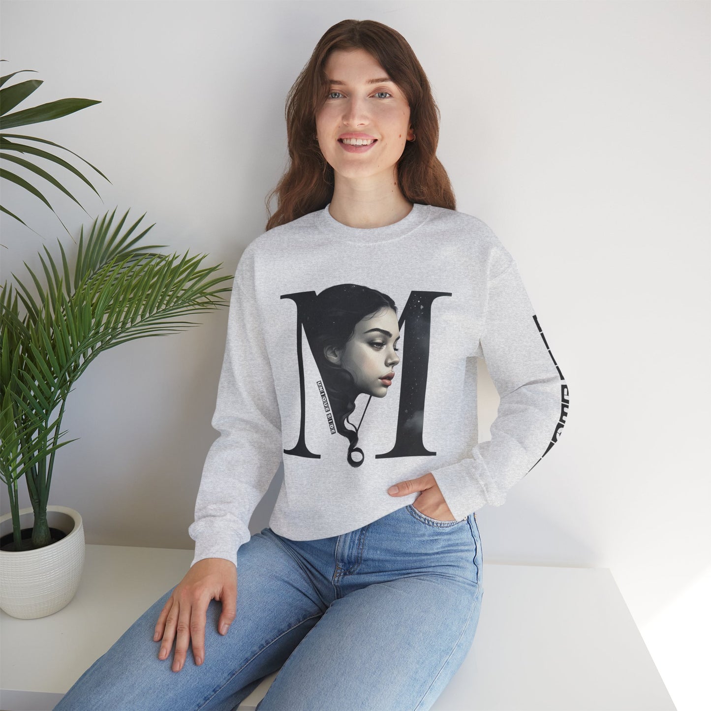 Letter M, Stylish Artistic Sweatshirt, Trendy Crewneck, Graphic Sweater, Cozy Unisex Top, Unique Gift for Art Lovers, Everyday Comfort