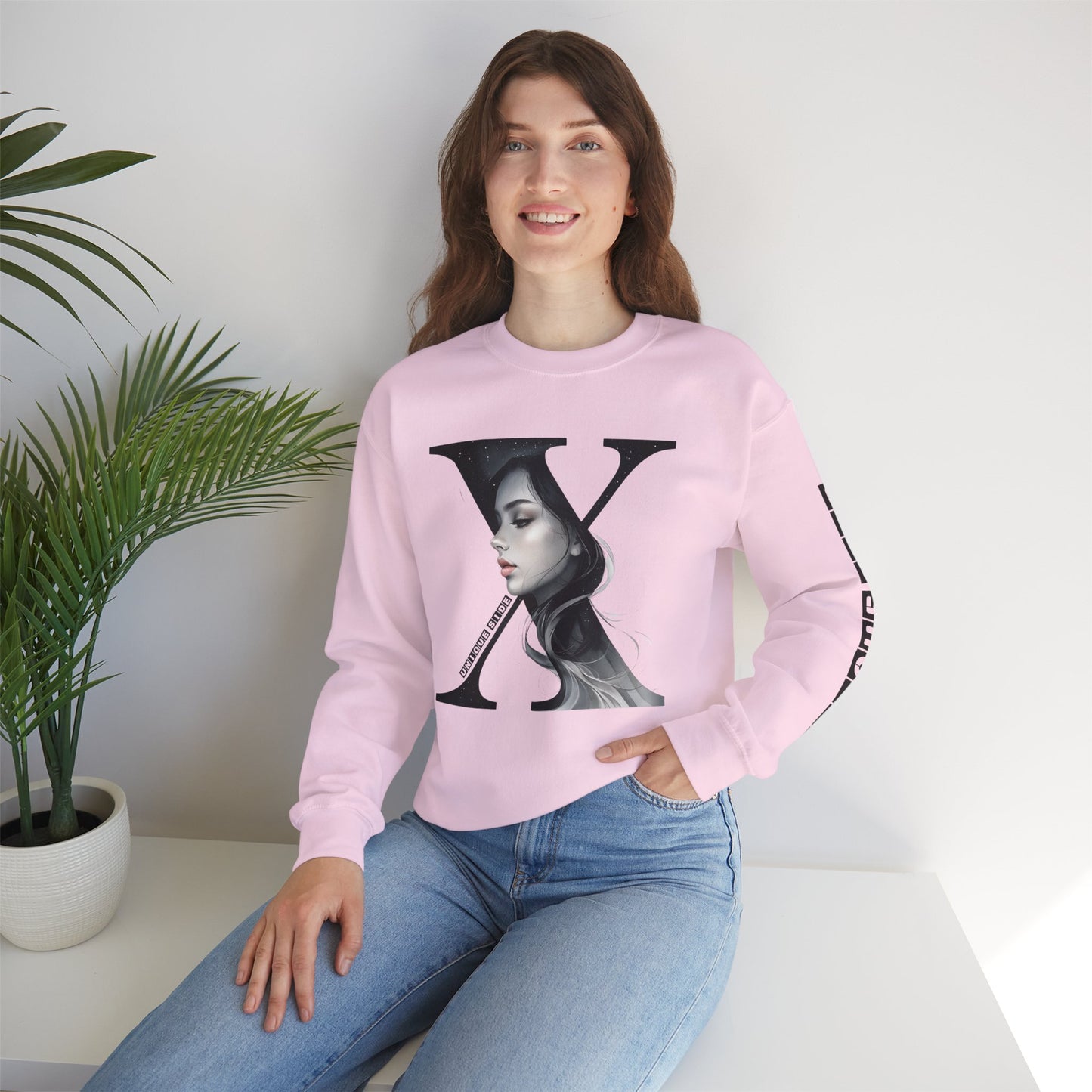 Letter X, Stylish Artistic Sweatshirt, Trendy Crewneck, Graphic Sweater, Cozy Unisex Top, Unique Gift for Art Lovers, Everyday Comfort