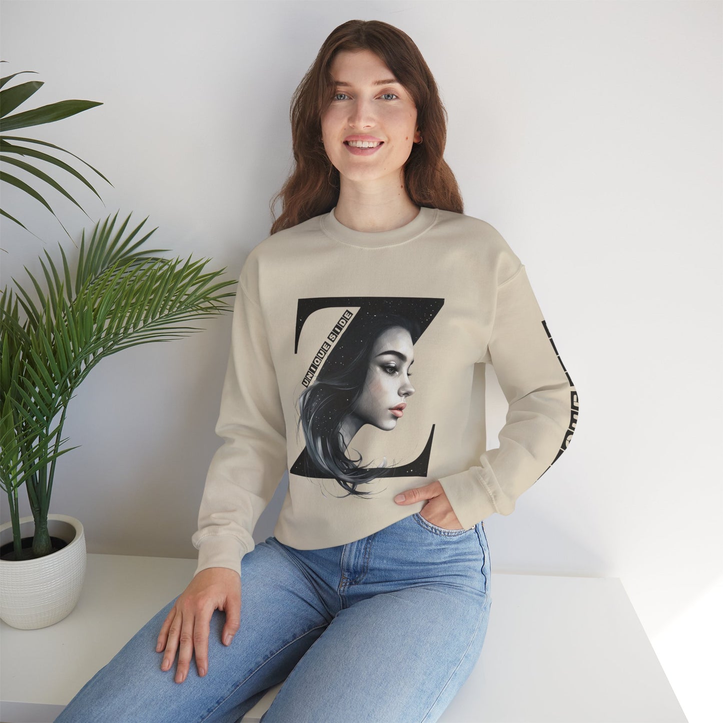 Letter Z, Stylish Artistic Sweatshirt, Trendy Crewneck, Graphic Sweater, Cozy Unisex Top, Unique Gift for Art Lovers, Everyday Comfort