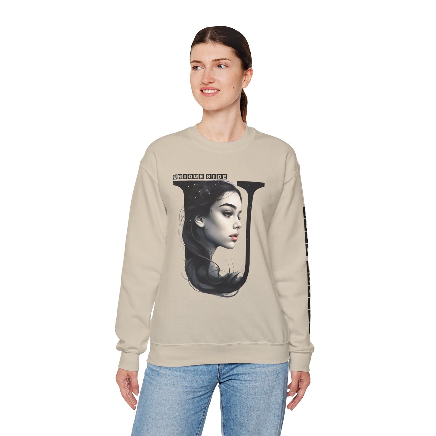 Letter U, Stylish Artistic Sweatshirt, Trendy Crewneck, Graphic Sweater, Cozy Unisex Top, Unique Gift for Art Lovers, Everyday Comfort
