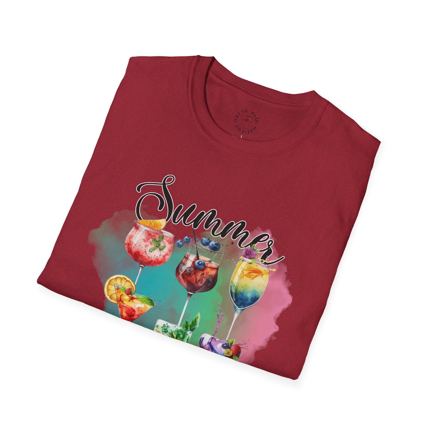 Summer Colors Cocktail T-Shirt, Unisex Tee, Fun Summer Wear, Gift for Cocktails Lovers, Beach Party Shirt, Vacation Top