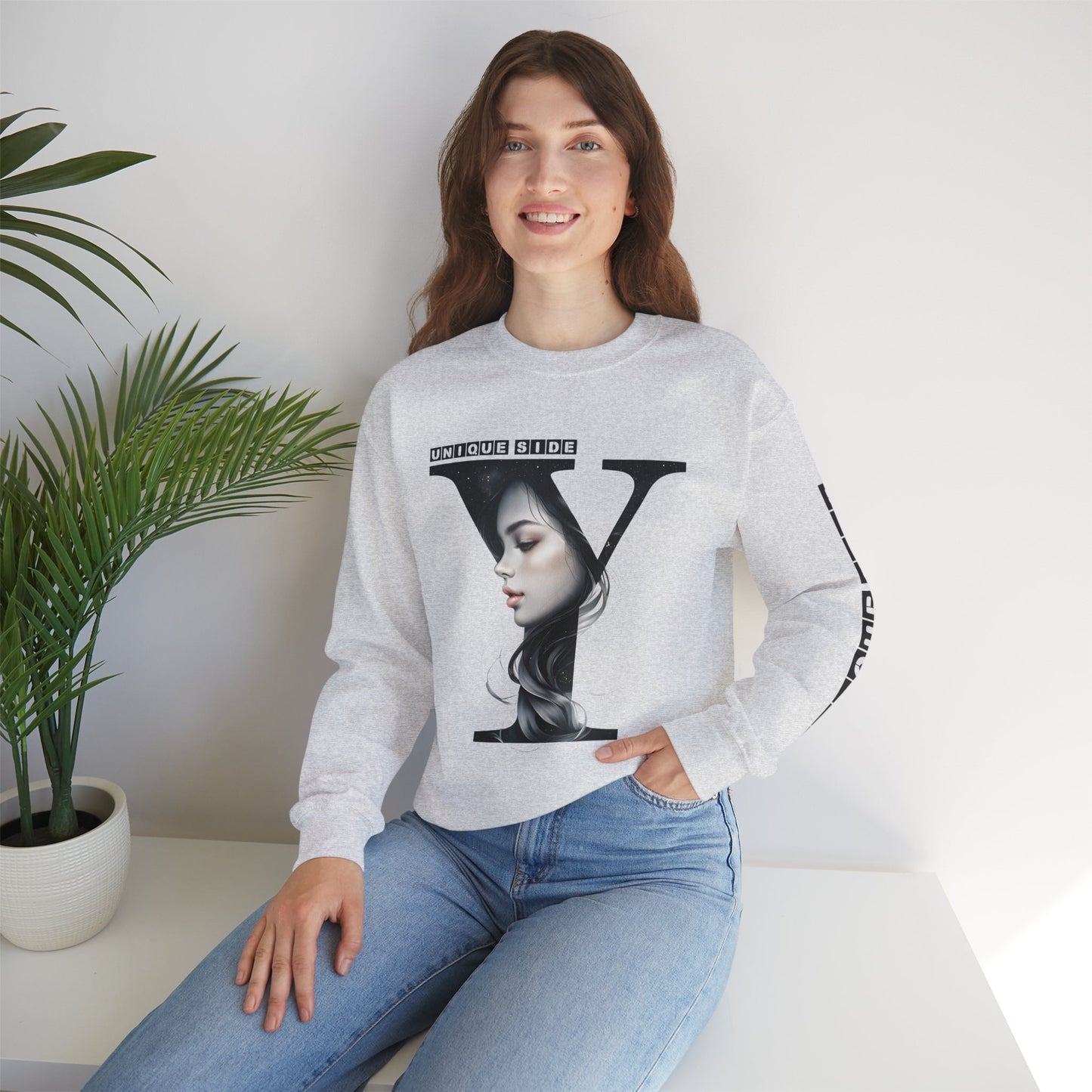 Letter Y, Stylish Artistic Sweatshirt, Trendy Crewneck, Graphic Sweater, Cozy Unisex Top, Unique Gift for Art Lovers, Everyday Comfort