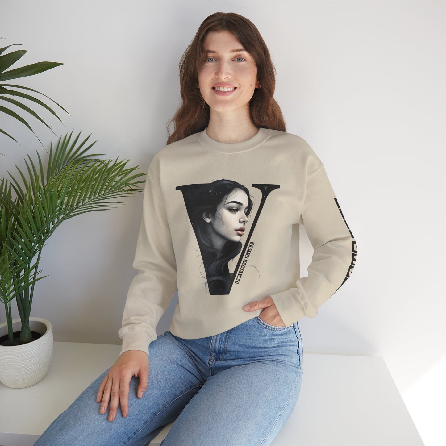 Letter V, Stylish Artistic Sweatshirt, Trendy Crewneck, Graphic Sweater, Cozy Unisex Top, Unique Gift for Art Lovers, Everyday Comfort