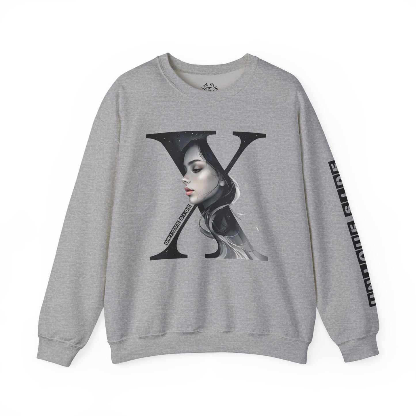 Letter X, Stylish Artistic Sweatshirt, Trendy Crewneck, Graphic Sweater, Cozy Unisex Top, Unique Gift for Art Lovers, Everyday Comfort