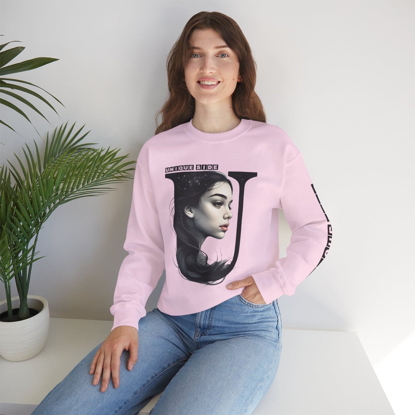Letter U, Stylish Artistic Sweatshirt, Trendy Crewneck, Graphic Sweater, Cozy Unisex Top, Unique Gift for Art Lovers, Everyday Comfort