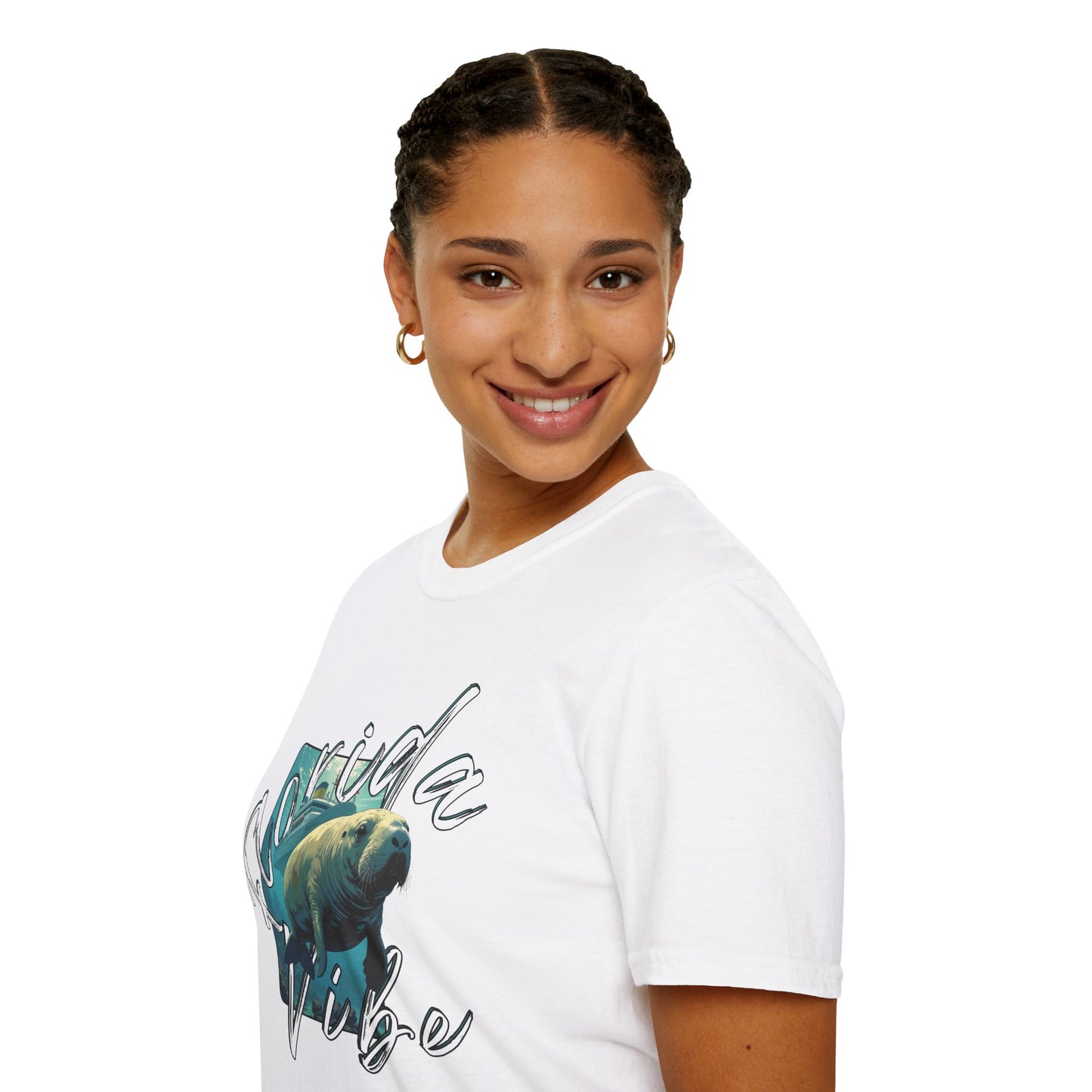 Florida Vibe Unisex Softstyle T-Shirt - Casual Beachwear Tee, manatee