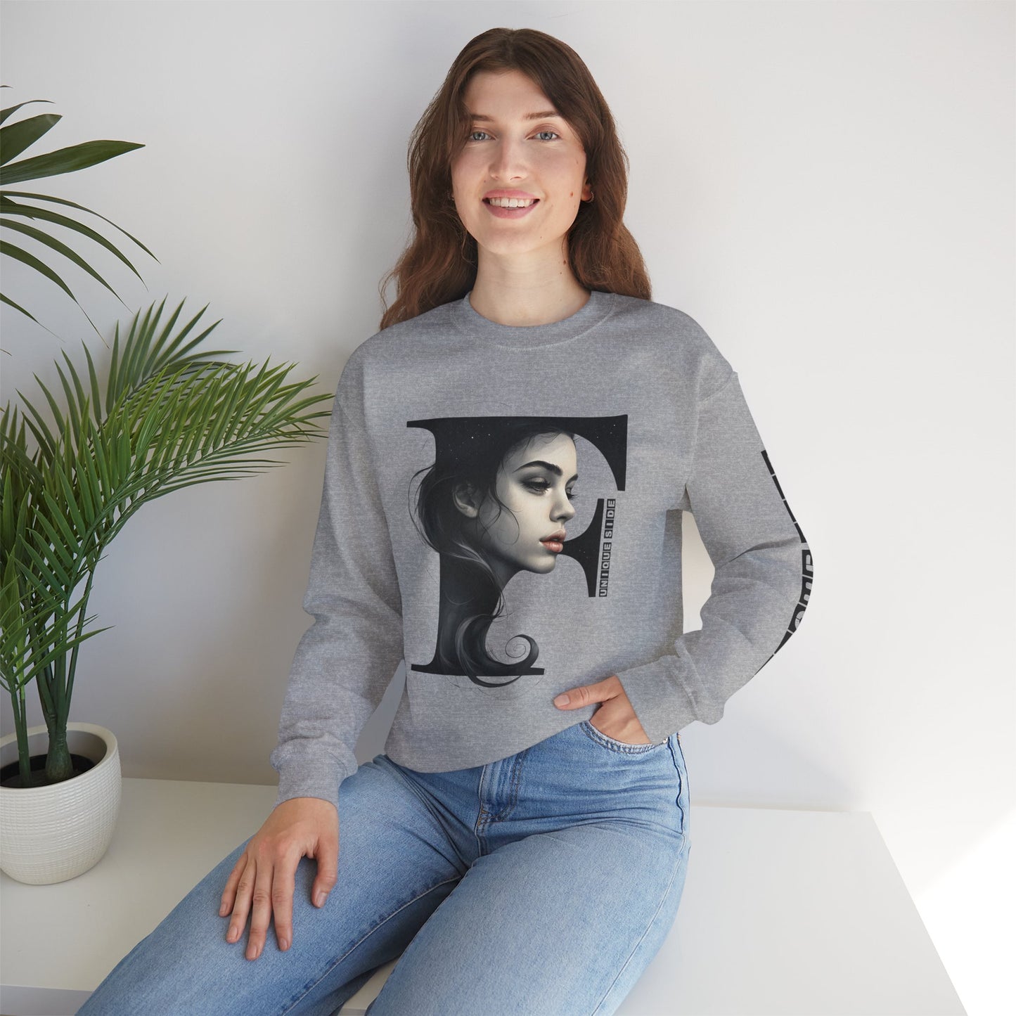 Letter F, Stylish Artistic Sweatshirt, Trendy Crewneck, Graphic Sweater, Cozy Unisex Top, Unique Gift for Art Lovers, Everyday Comfort