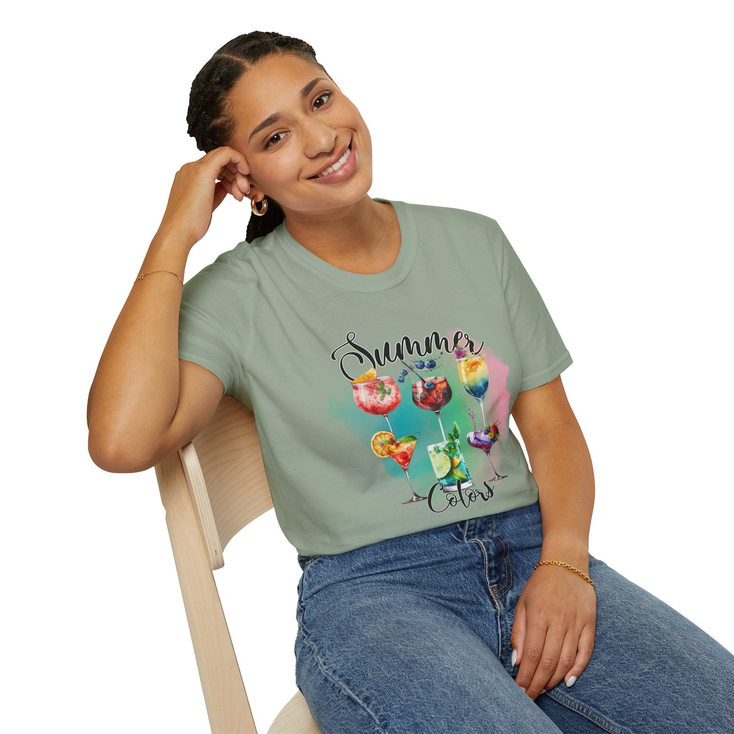 Summer Colors Cocktail T-Shirt, Unisex Tee, Fun Summer Wear, Gift for Cocktails Lovers, Beach Party Shirt, Vacation Top