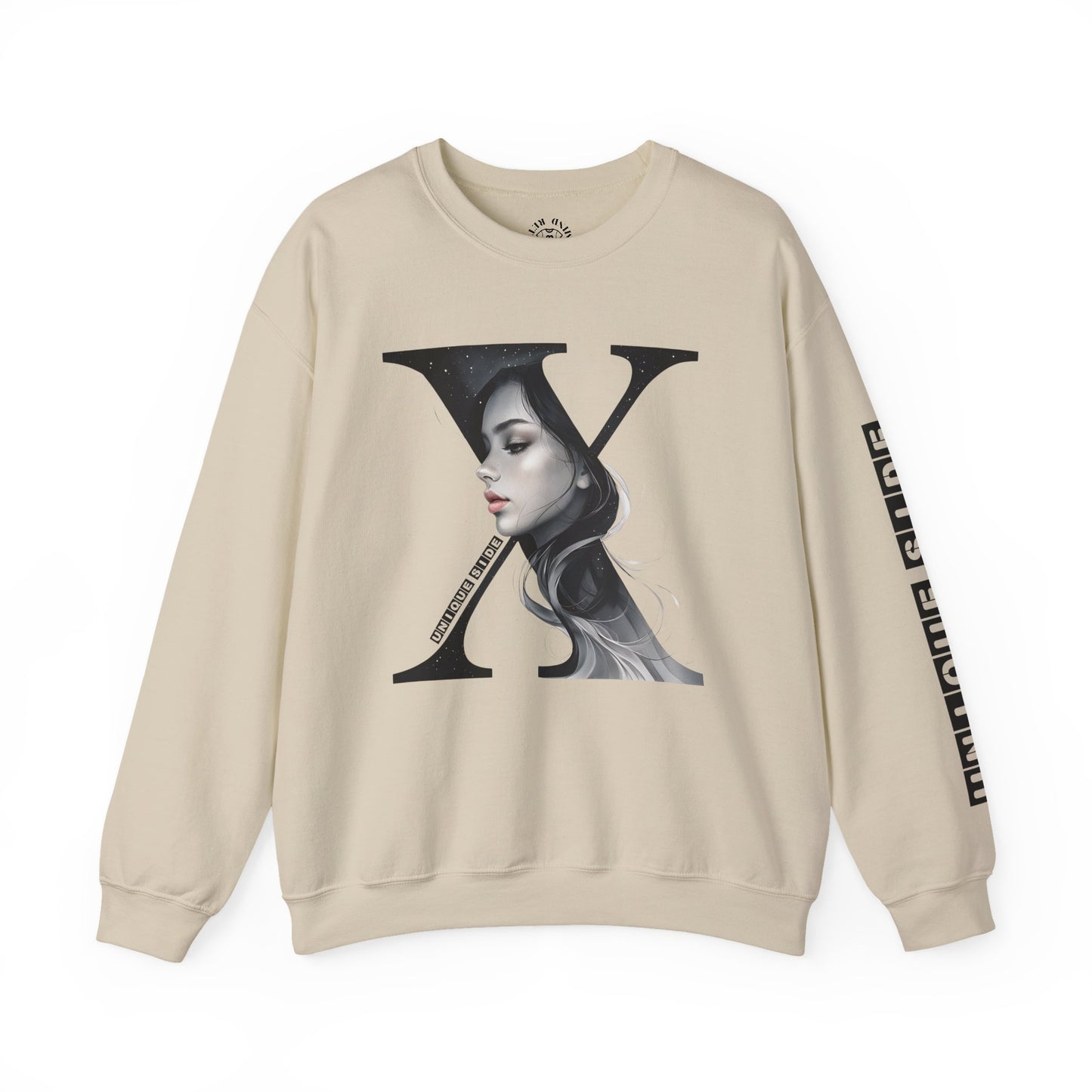 Letter X, Stylish Artistic Sweatshirt, Trendy Crewneck, Graphic Sweater, Cozy Unisex Top, Unique Gift for Art Lovers, Everyday Comfort