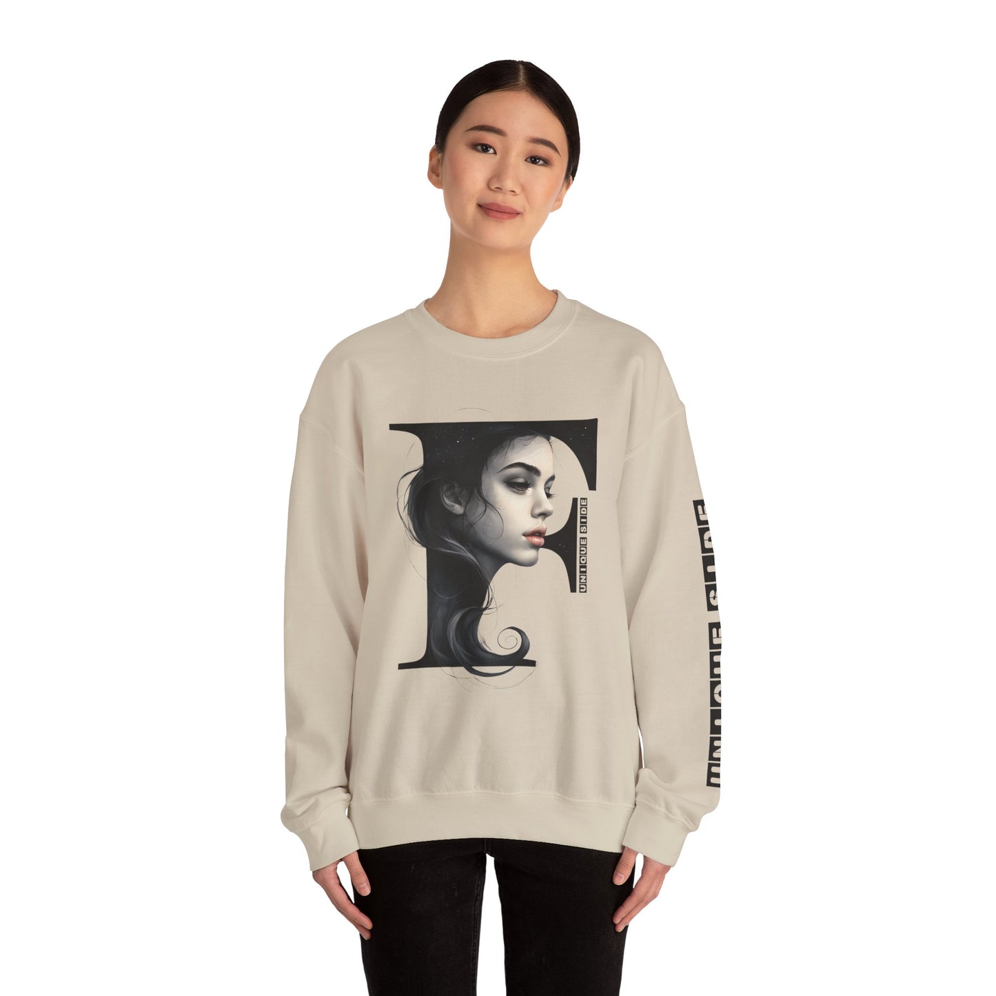 Letter F, Stylish Artistic Sweatshirt, Trendy Crewneck, Graphic Sweater, Cozy Unisex Top, Unique Gift for Art Lovers, Everyday Comfort