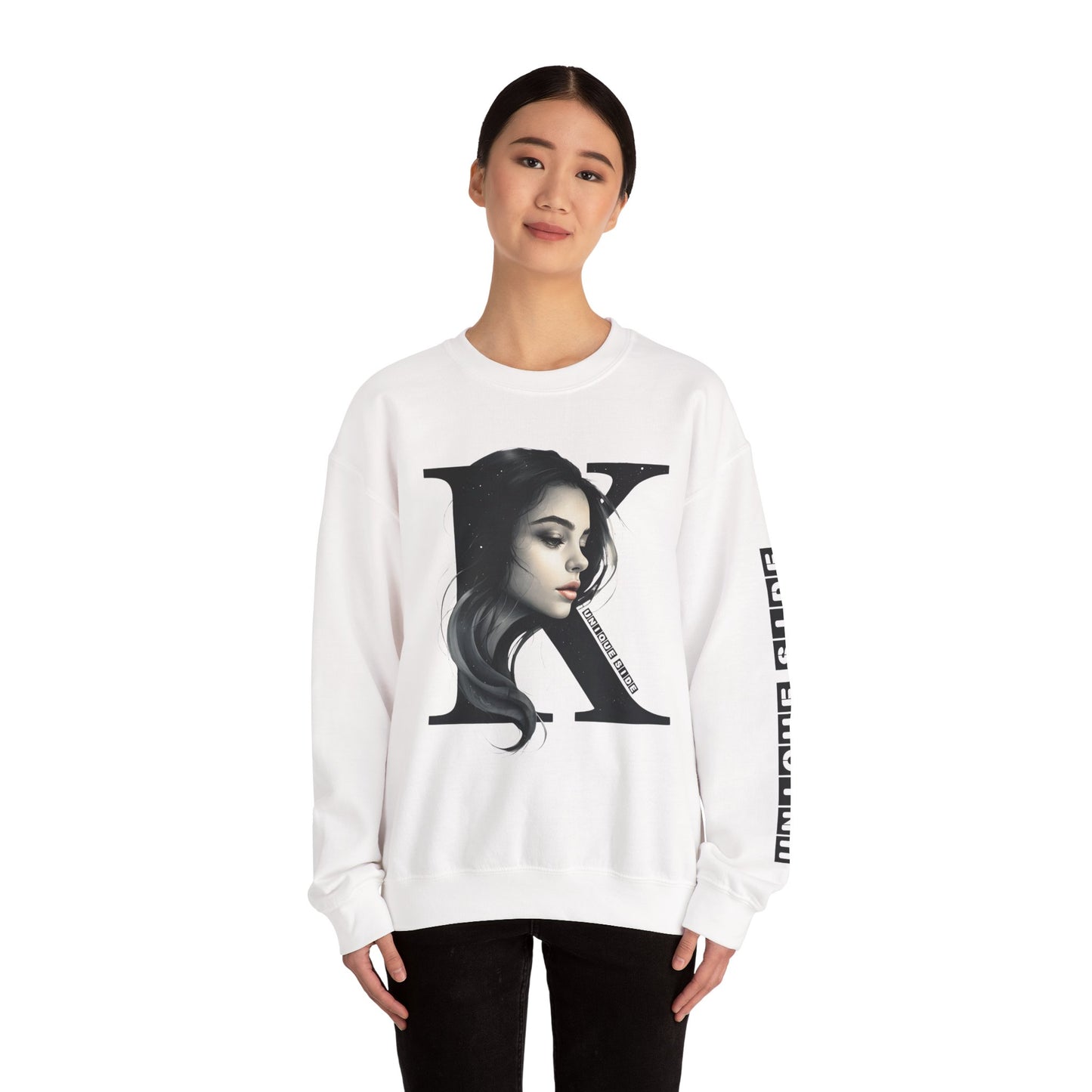 Letter K, Stylish Artistic Sweatshirt, Trendy Crewneck, Graphic Sweater, Cozy Unisex Top, Unique Gift for Art Lovers, Everyday Comfort