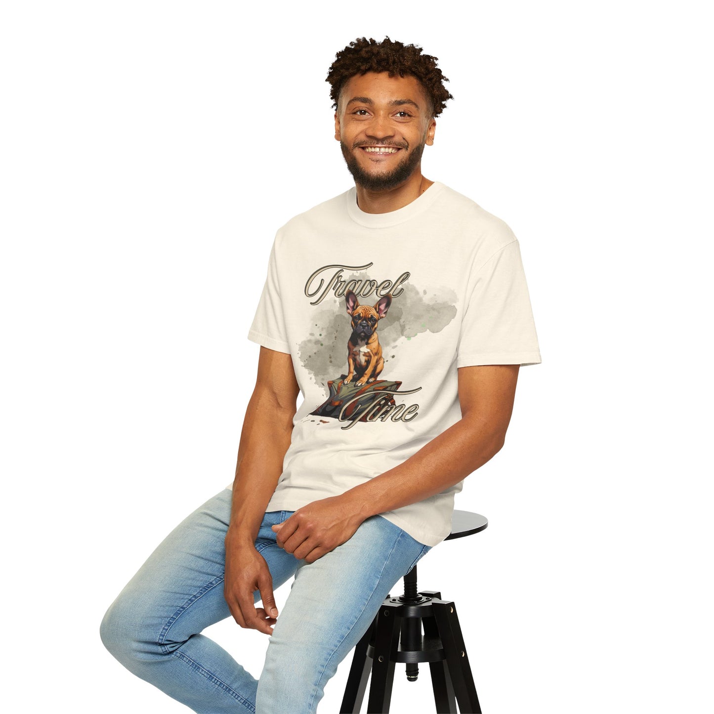 Travel Time Unisex Garment-Dyed T-Shirt - Perfect for Dog Lovers & Adventurers