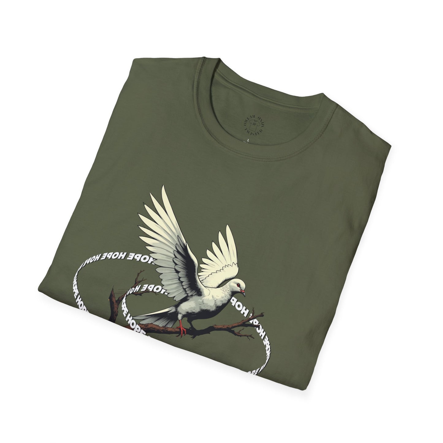 Hopeful Wings Unisex Softstyle T-Shirt - Inspirational Graphic Tee,dove,twisted