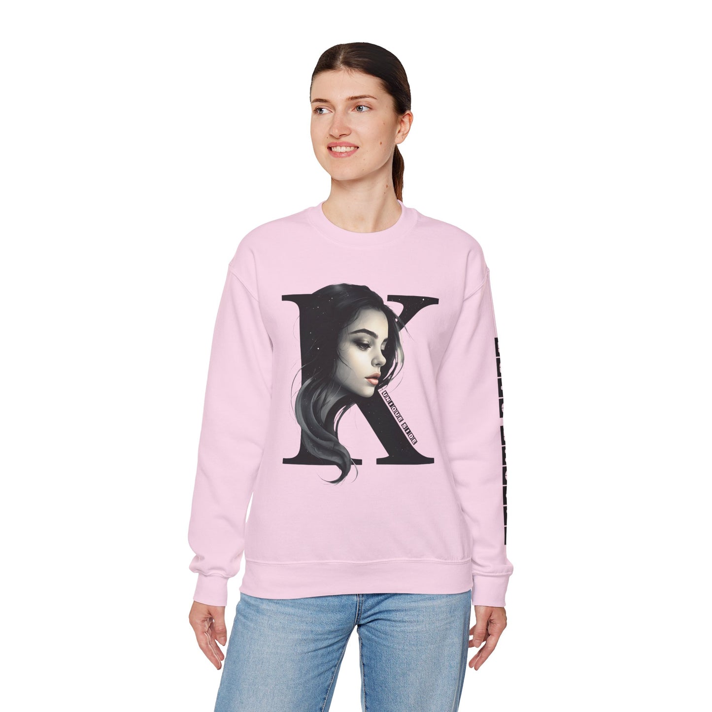 Letter K, Stylish Artistic Sweatshirt, Trendy Crewneck, Graphic Sweater, Cozy Unisex Top, Unique Gift for Art Lovers, Everyday Comfort