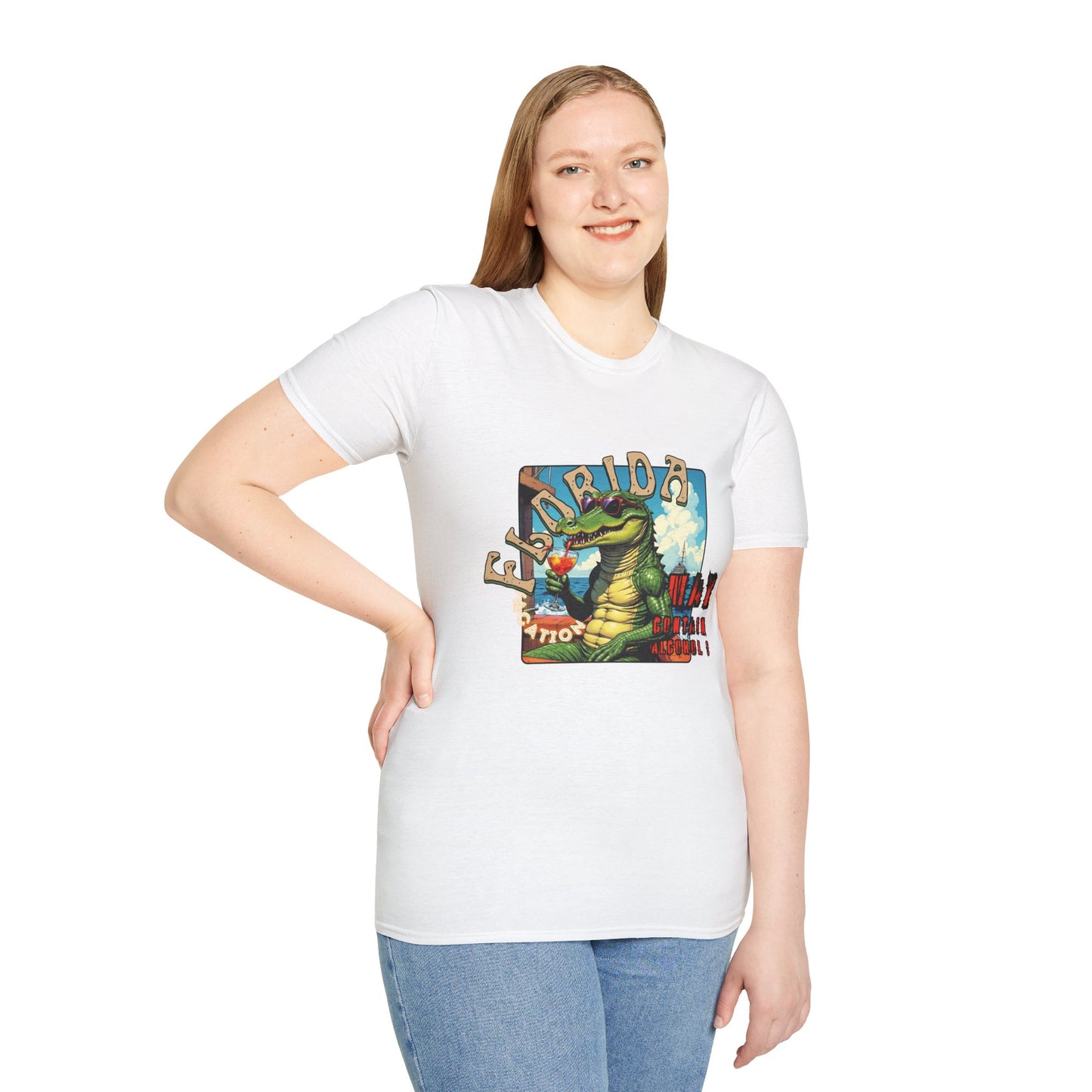 Florida Alligator Unisex Softstyle T-Shirt - Retro Vibe Casual Tee,vacation ,florida,