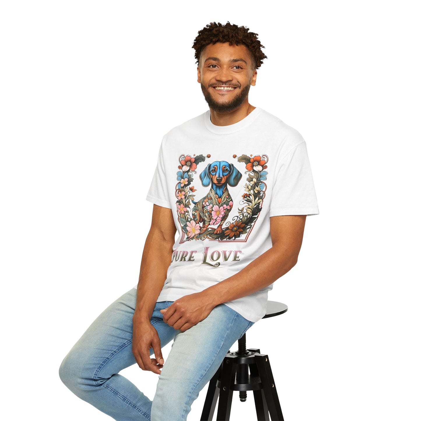 Pure Love Dachshund T-Shirt - Unisex Garment-Dyed Tee