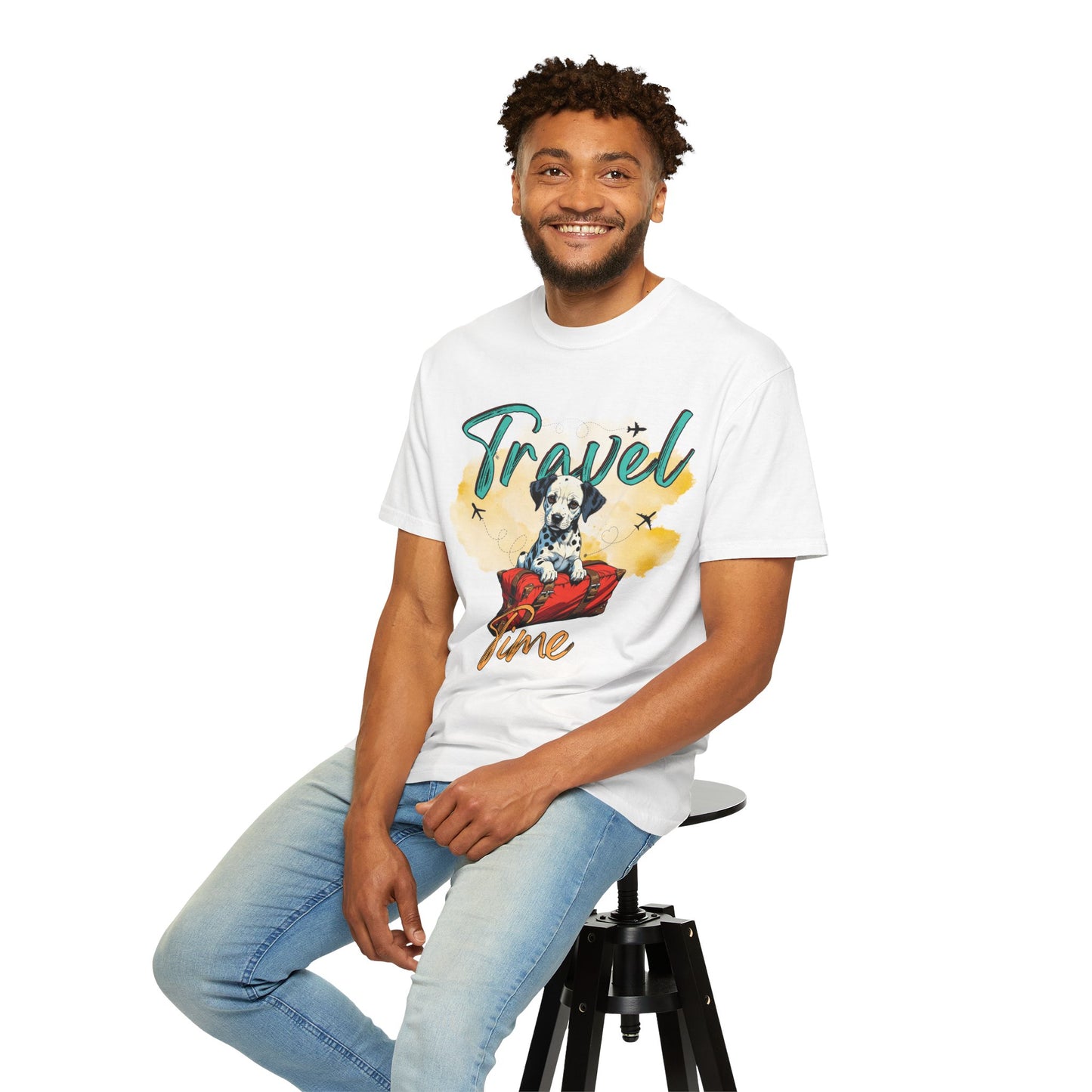 Travel Time Dog Graphic Unisex T-Shirt