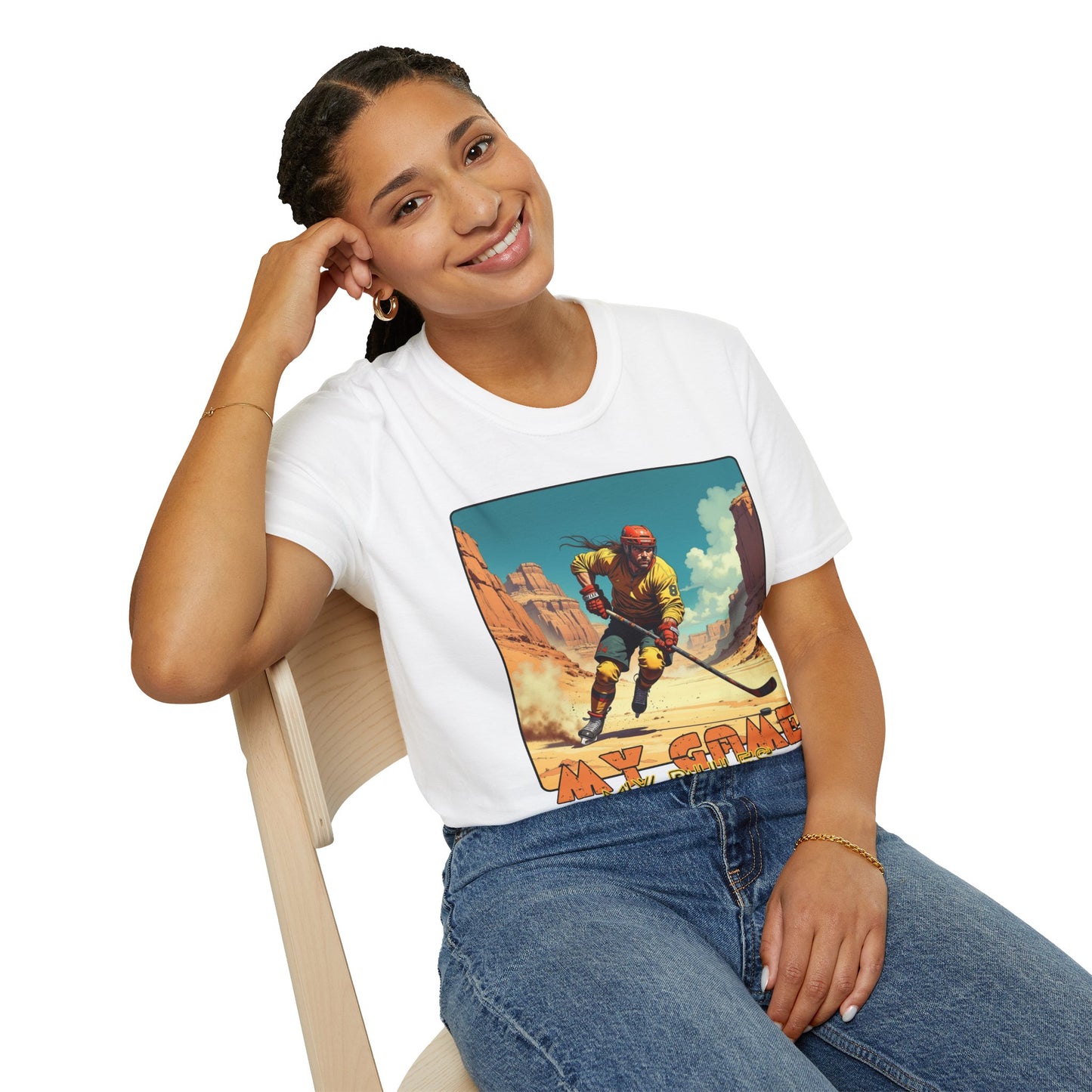 Retro Gamer Unisex Softstyle T-Shirt - 'My Game, My Rules' hockey ,sport