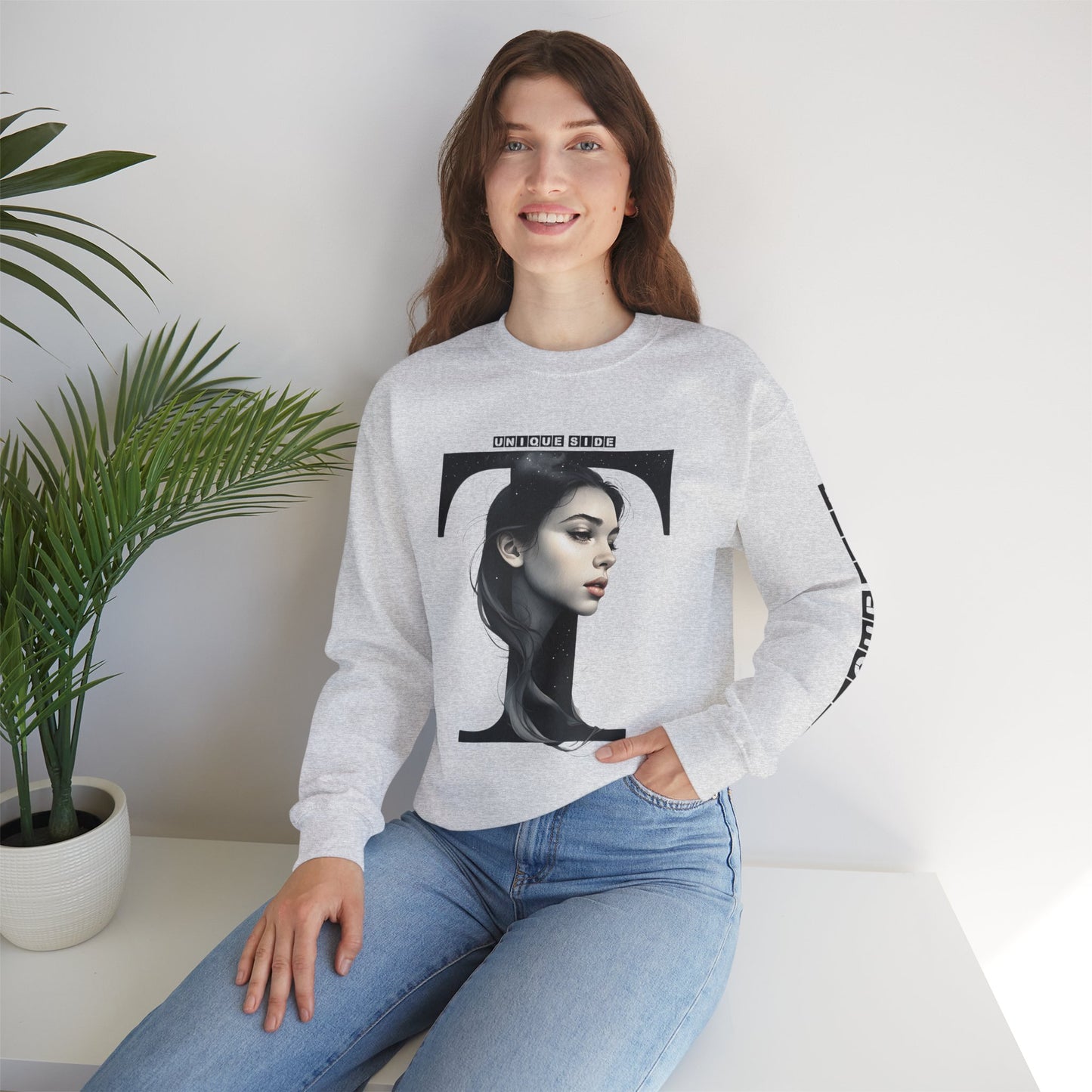 Letter T, Stylish Artistic Sweatshirt, Trendy Crewneck, Graphic Sweater, Cozy Unisex Top, Unique Gift for Art Lovers, Everyday Comfort