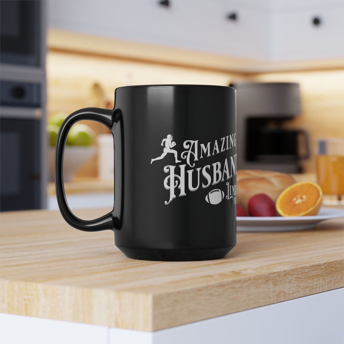 Amazing Husband, Football , Valentine's day gift for him .Black Mug