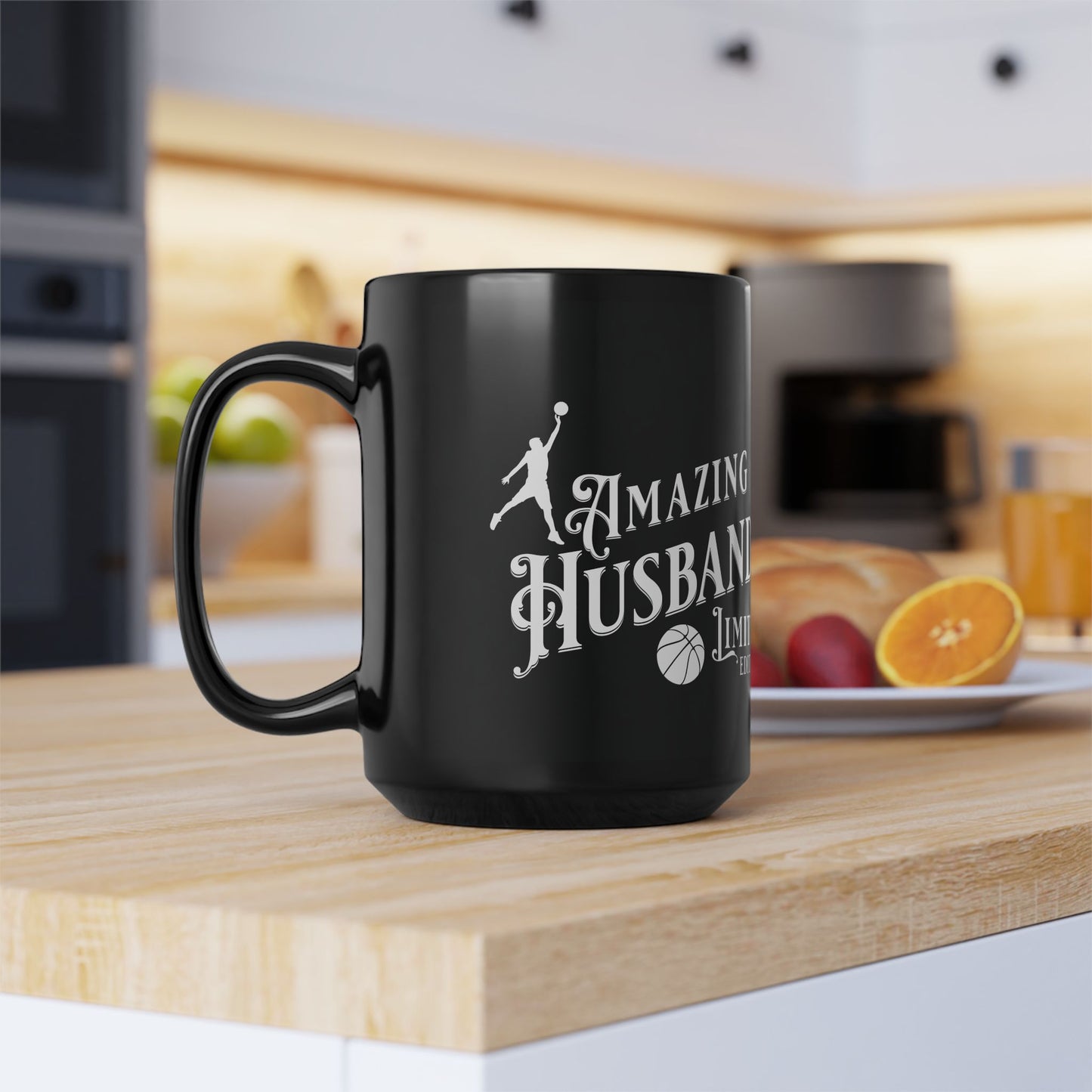 Amazing Husband, Basketball, Valentine's day gift for him .Black Mug