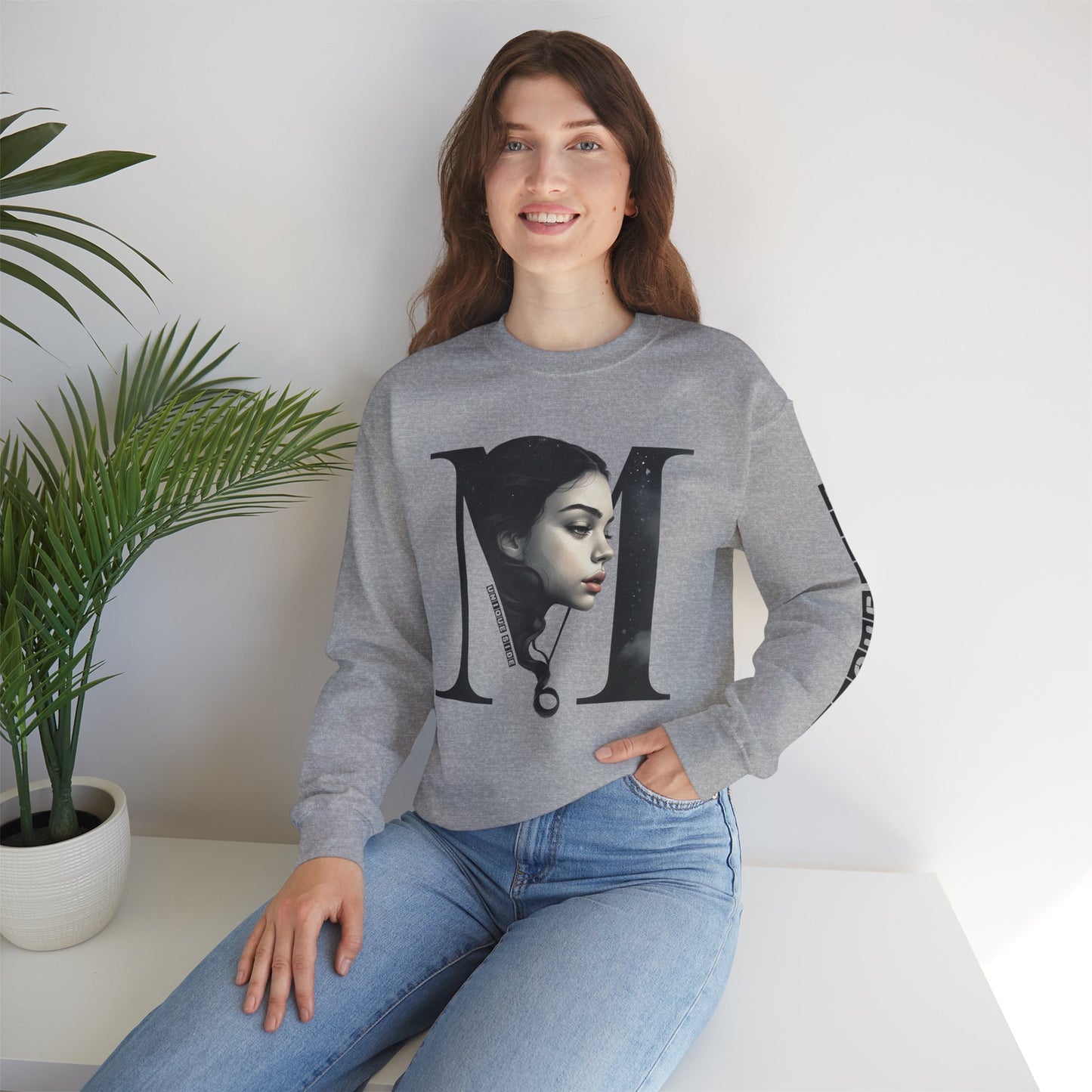 Letter M, Stylish Artistic Sweatshirt, Trendy Crewneck, Graphic Sweater, Cozy Unisex Top, Unique Gift for Art Lovers, Everyday Comfort