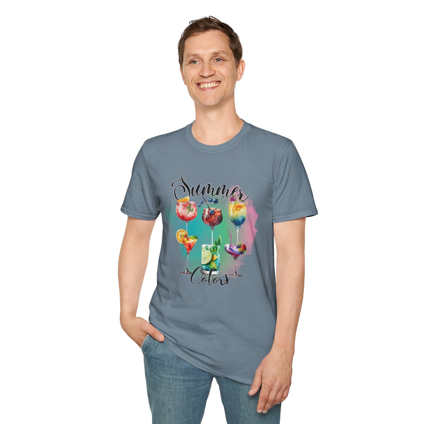 Summer Colors Cocktail T-Shirt, Unisex Tee, Fun Summer Wear, Gift for Cocktails Lovers, Beach Party Shirt, Vacation Top