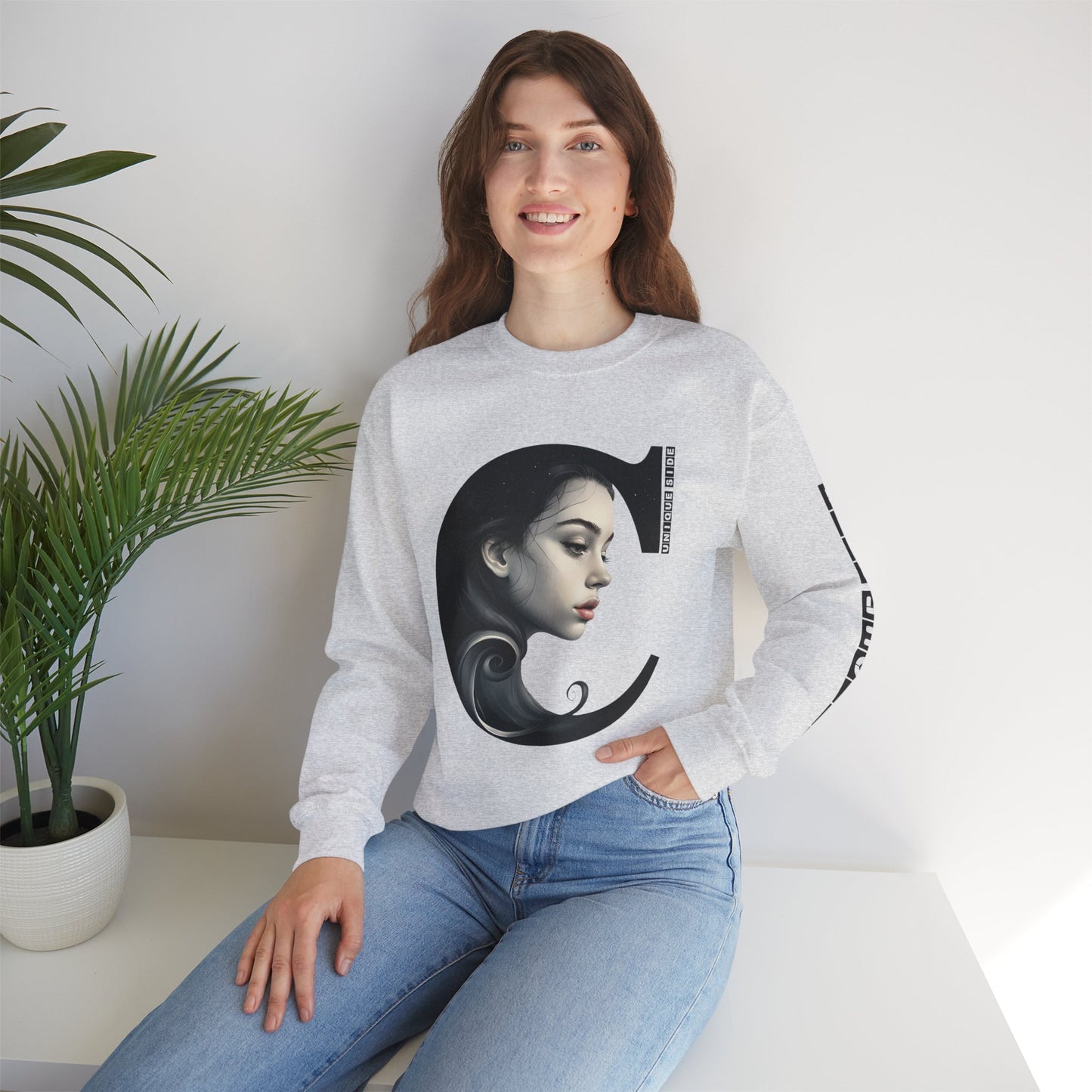Letter C,Stylish Artistic Sweatshirt, Trendy Crewneck, Graphic Sweater, Cozy Unisex Top, Unique Gift for Art Lovers, Everyday Comfort