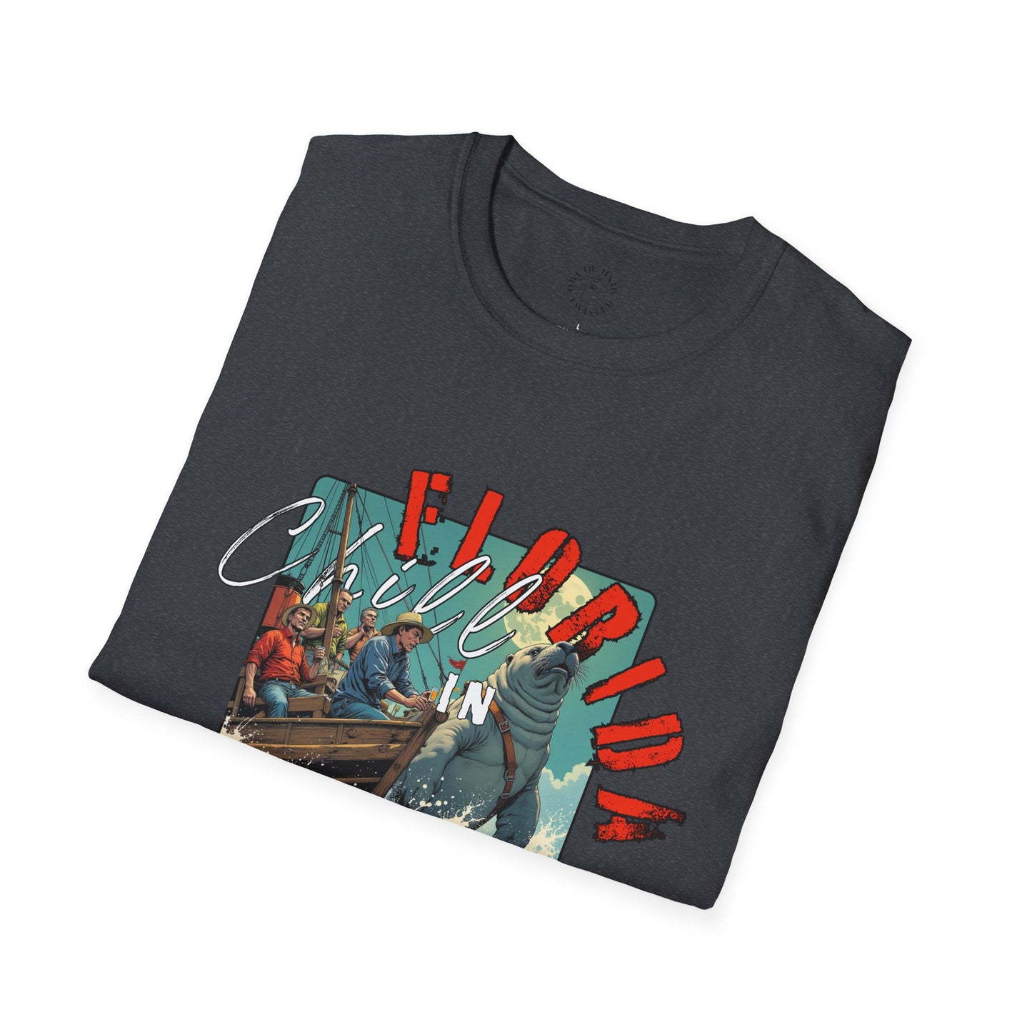 Florida Chill Unisex Softstyle T-Shirt | Vintage Beach Vibe Tee, manatee