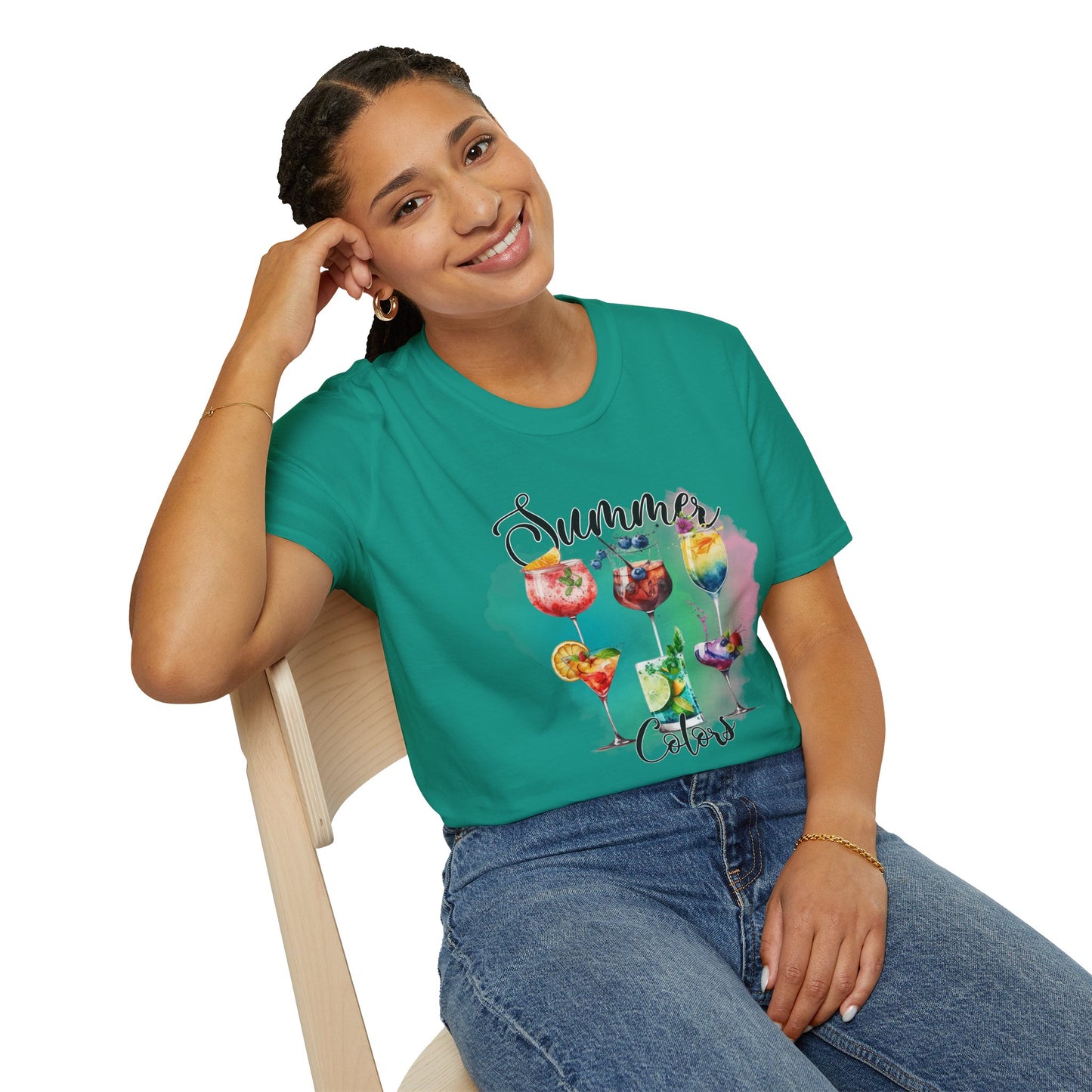 Summer Colors Cocktail T-Shirt, Unisex Tee, Fun Summer Wear, Gift for Cocktails Lovers, Beach Party Shirt, Vacation Top