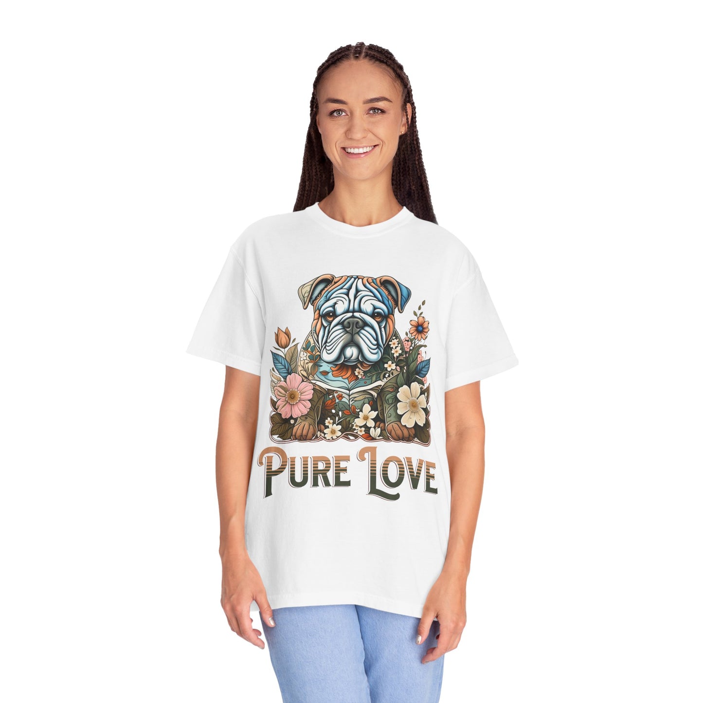 Pure Love Unisex Dog T-Shirt - Floral Graphic Tee for Pet Lovers