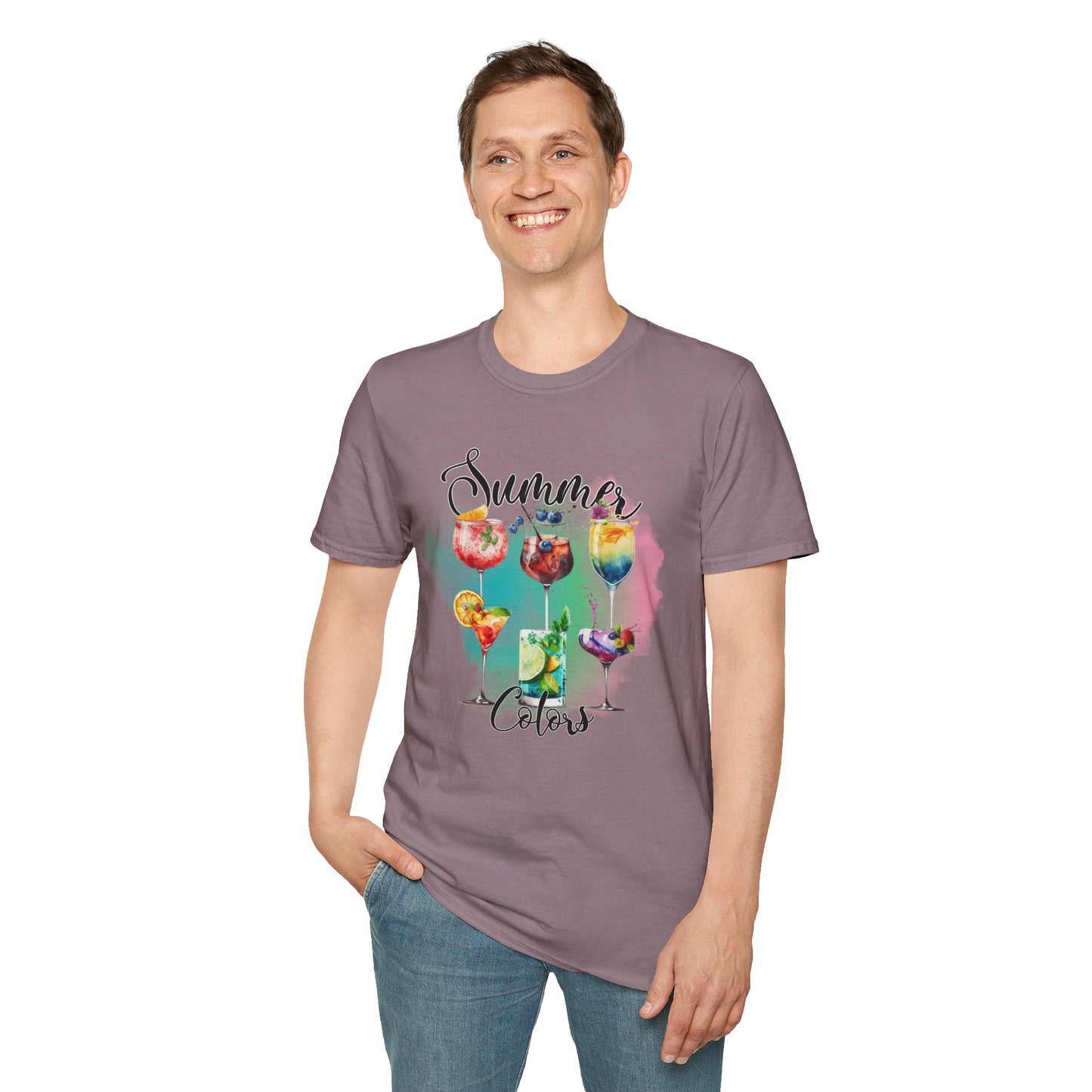 Summer Colors Cocktail T-Shirt, Unisex Tee, Fun Summer Wear, Gift for Cocktails Lovers, Beach Party Shirt, Vacation Top