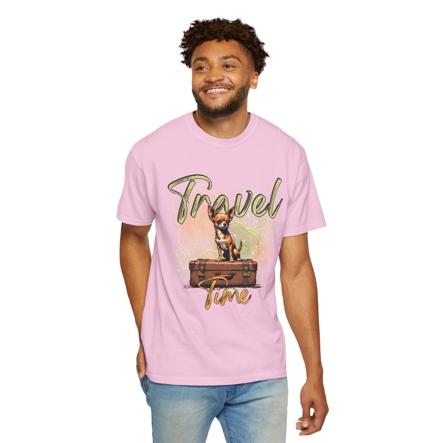 Travel Time Unisex Garment-Dyed T-Shirt - Cute Dog Design for Animal Lovers