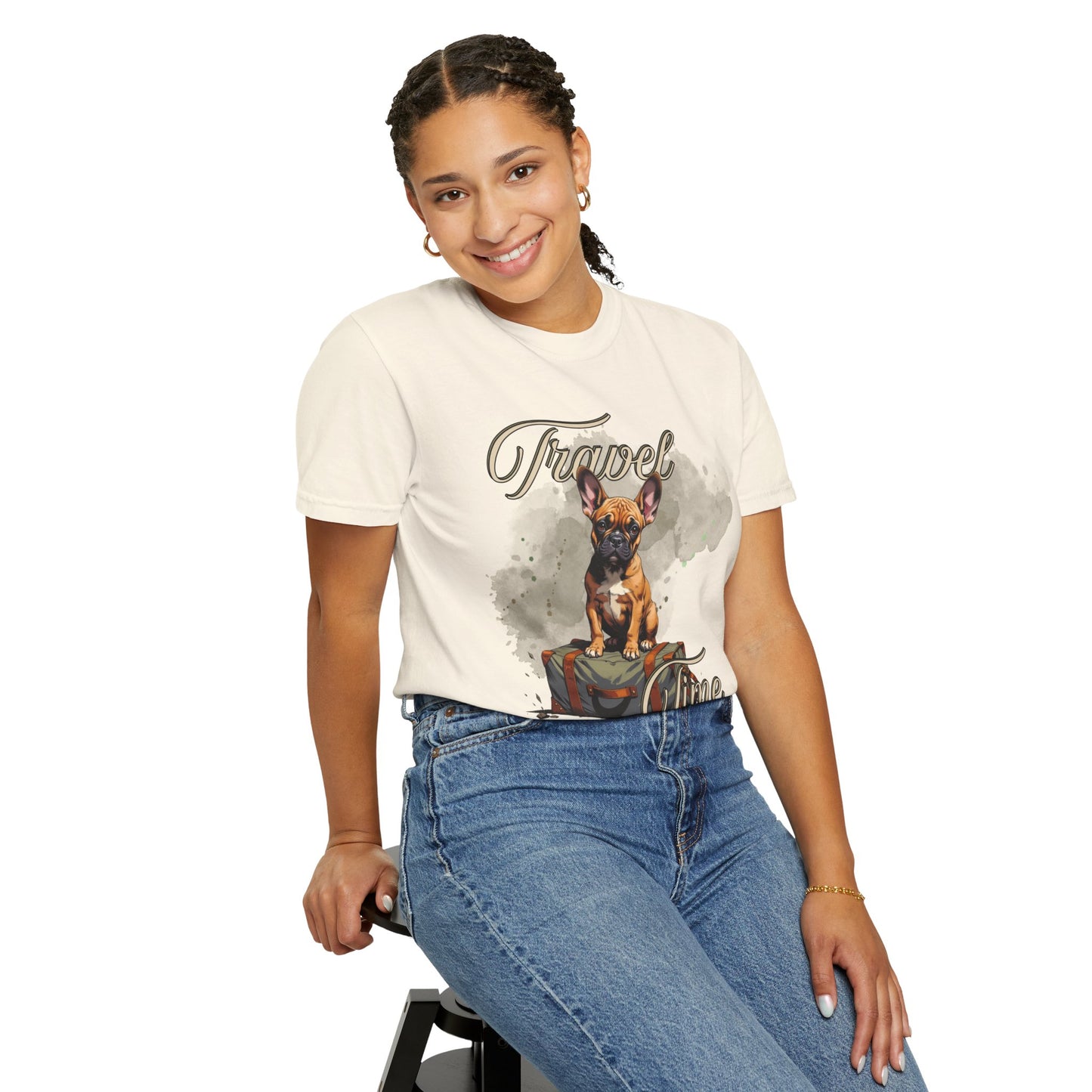 Travel Time Unisex Garment-Dyed T-Shirt - Perfect for Dog Lovers & Adventurers