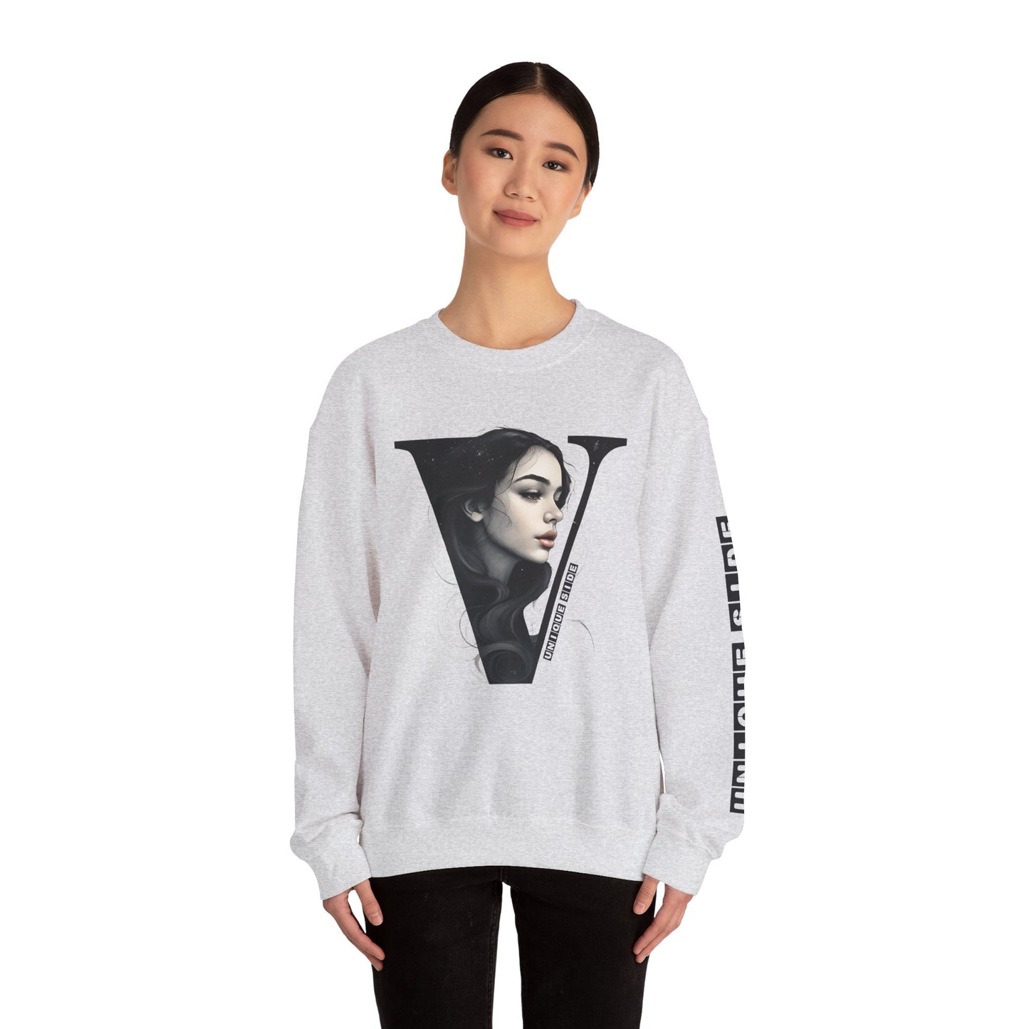 Letter V, Stylish Artistic Sweatshirt, Trendy Crewneck, Graphic Sweater, Cozy Unisex Top, Unique Gift for Art Lovers, Everyday Comfort