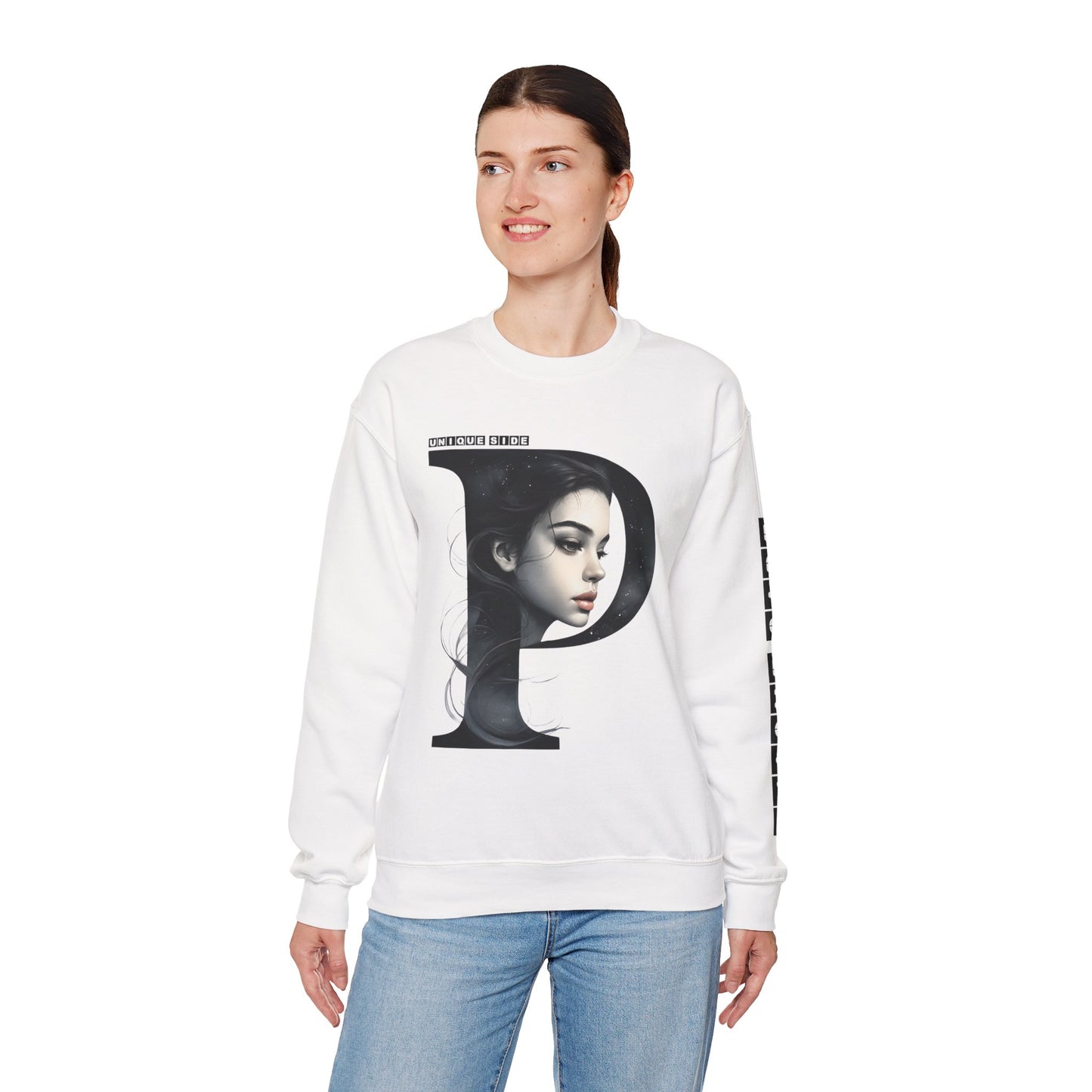 Letter P, Stylish Artistic Sweatshirt, Trendy Crewneck, Graphic Sweater, Cozy Unisex Top, Unique Gift for Art Lovers, Everyday Comfort