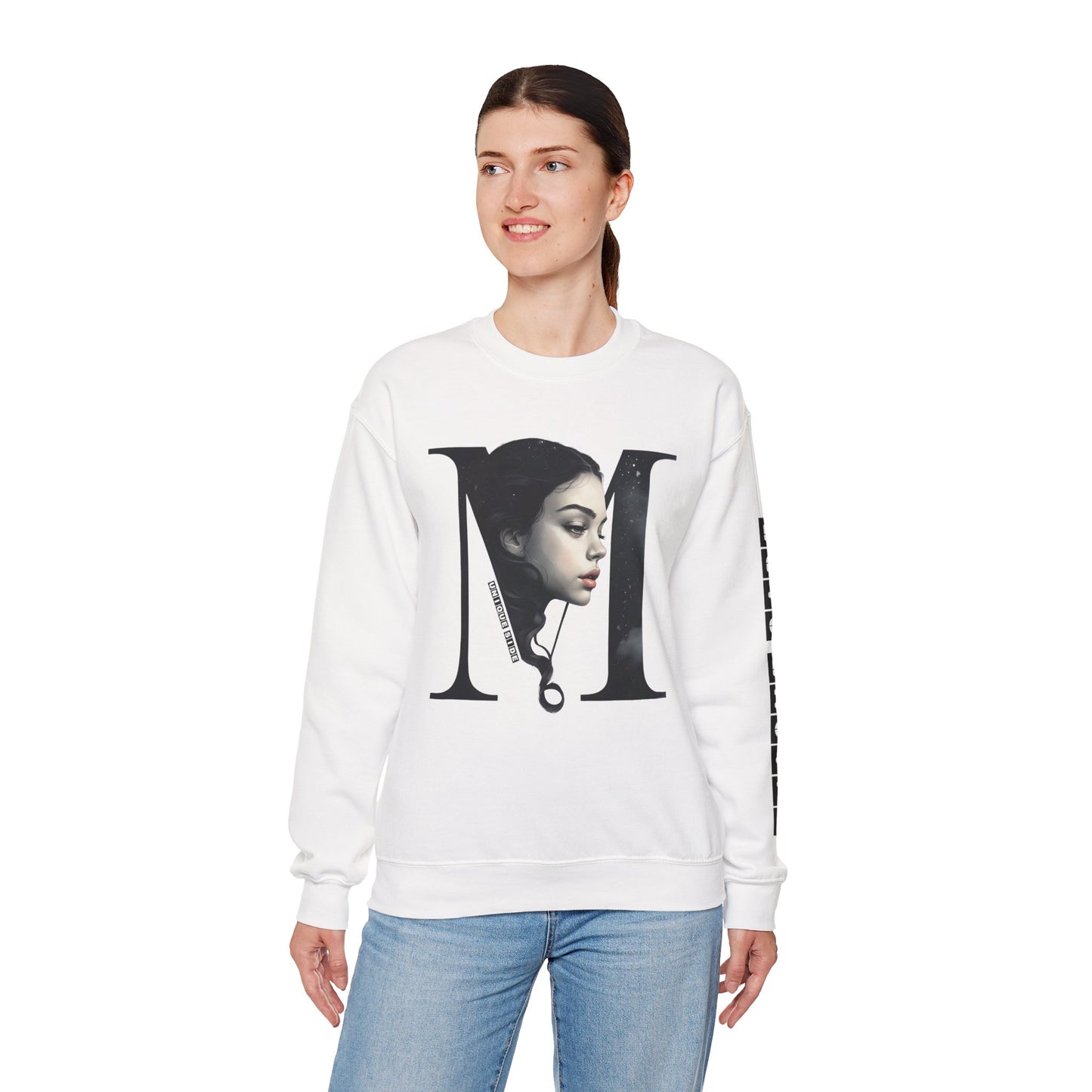 Letter M, Stylish Artistic Sweatshirt, Trendy Crewneck, Graphic Sweater, Cozy Unisex Top, Unique Gift for Art Lovers, Everyday Comfort