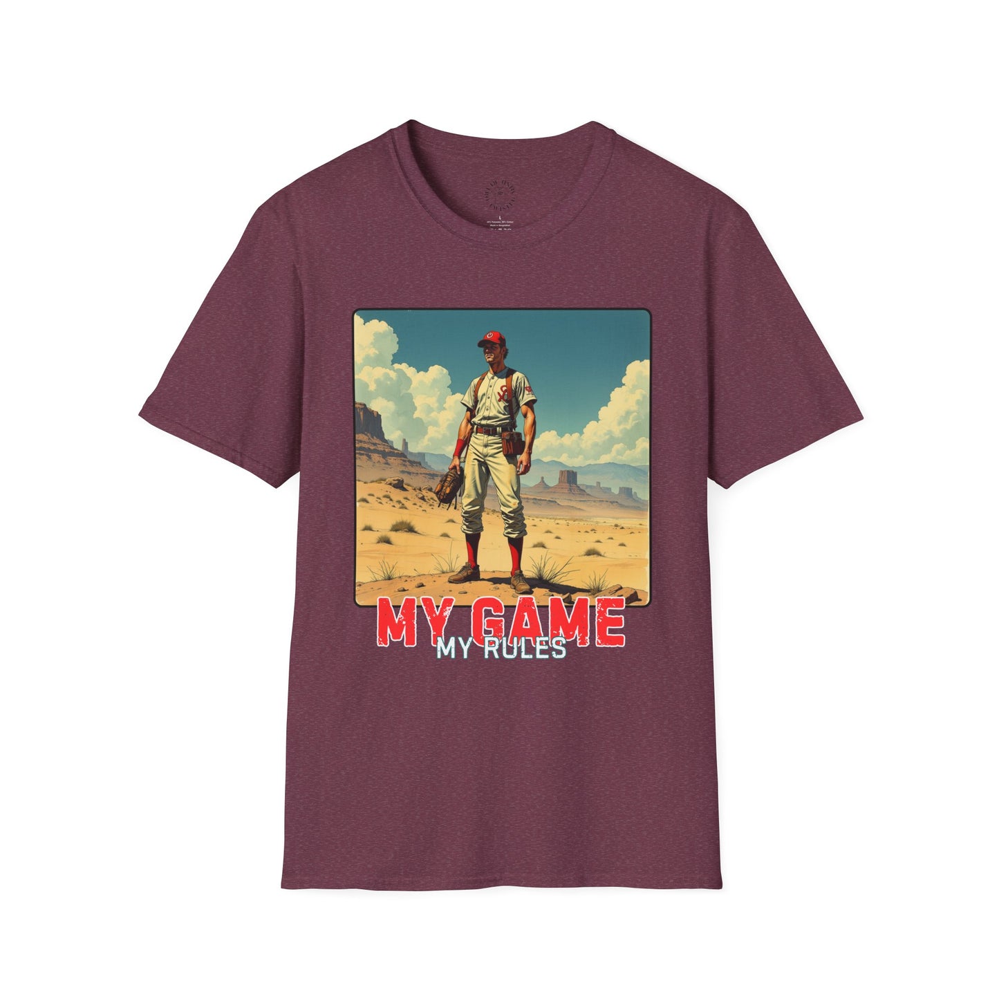 My Game My Rules Unisex Softstyle T-Shirt - Vintage Baseball Graphic Tee, sport, baseball