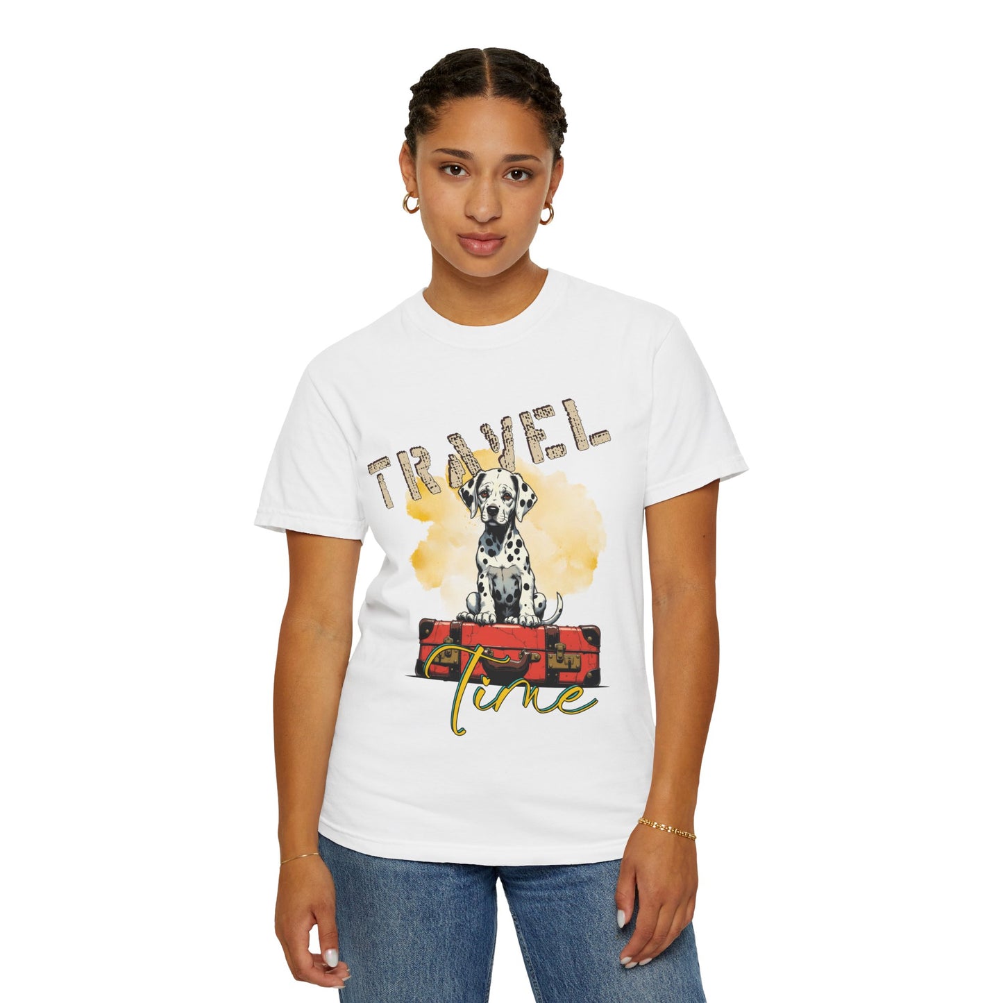 Travel Time Dog T-Shirt, Unisex Graphic Tee, Pet Lover's Gift, Vacation Shirt, Travel Enthusiast Apparel
