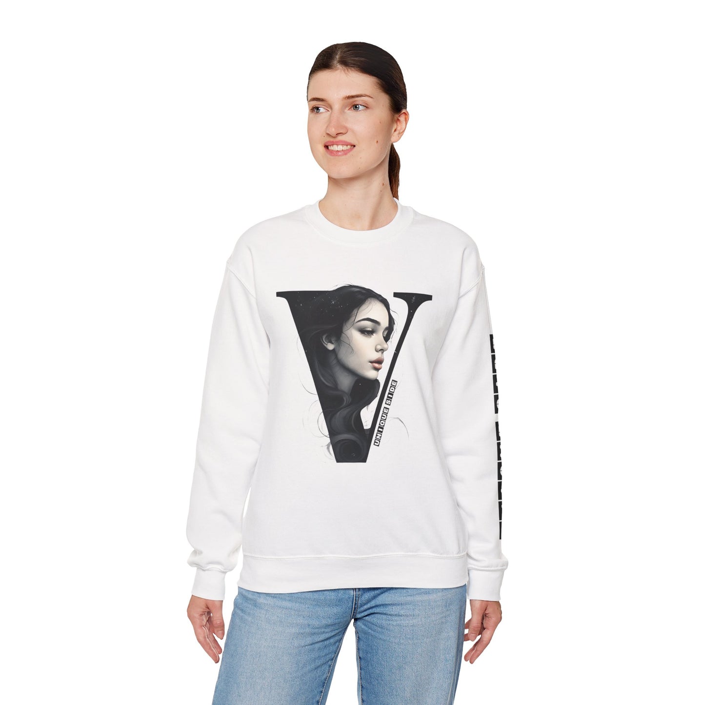Letter V, Stylish Artistic Sweatshirt, Trendy Crewneck, Graphic Sweater, Cozy Unisex Top, Unique Gift for Art Lovers, Everyday Comfort